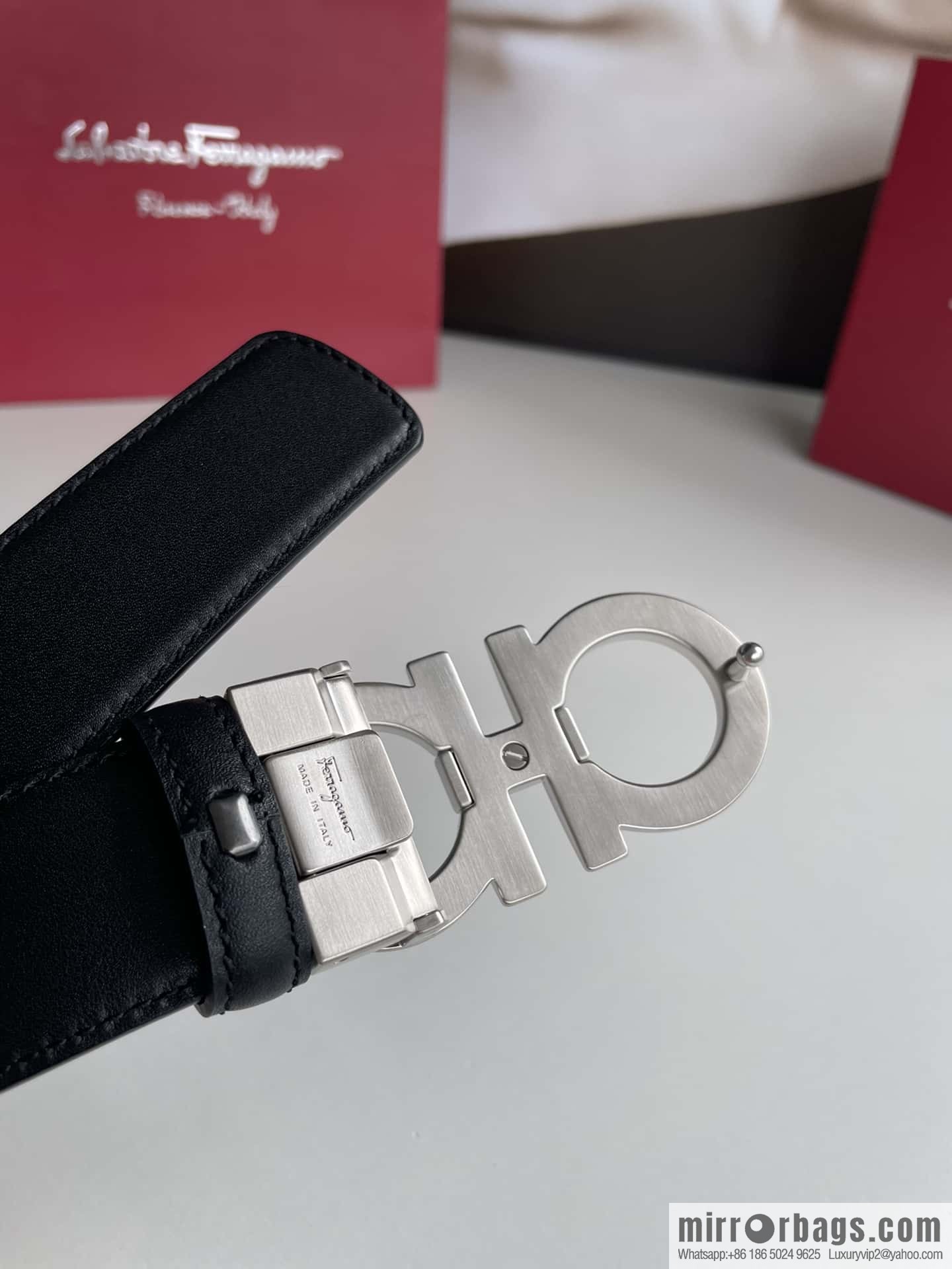 Ferragamo 3.5cm boutique metal buckle, imported double-sided first-layer cowhide belt