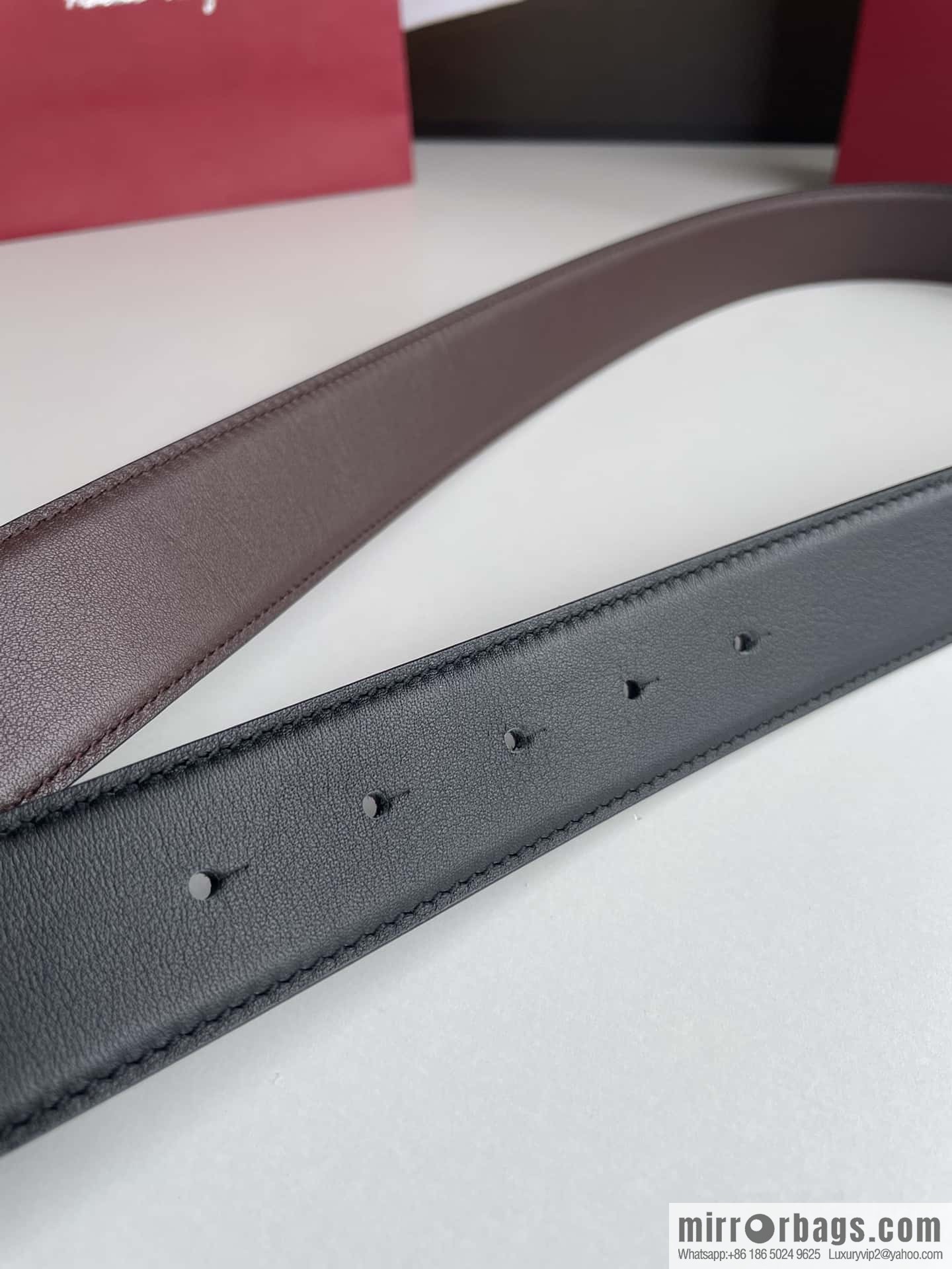 Ferragamo 3.5cm boutique metal buckle, imported double-sided first-layer cowhide belt