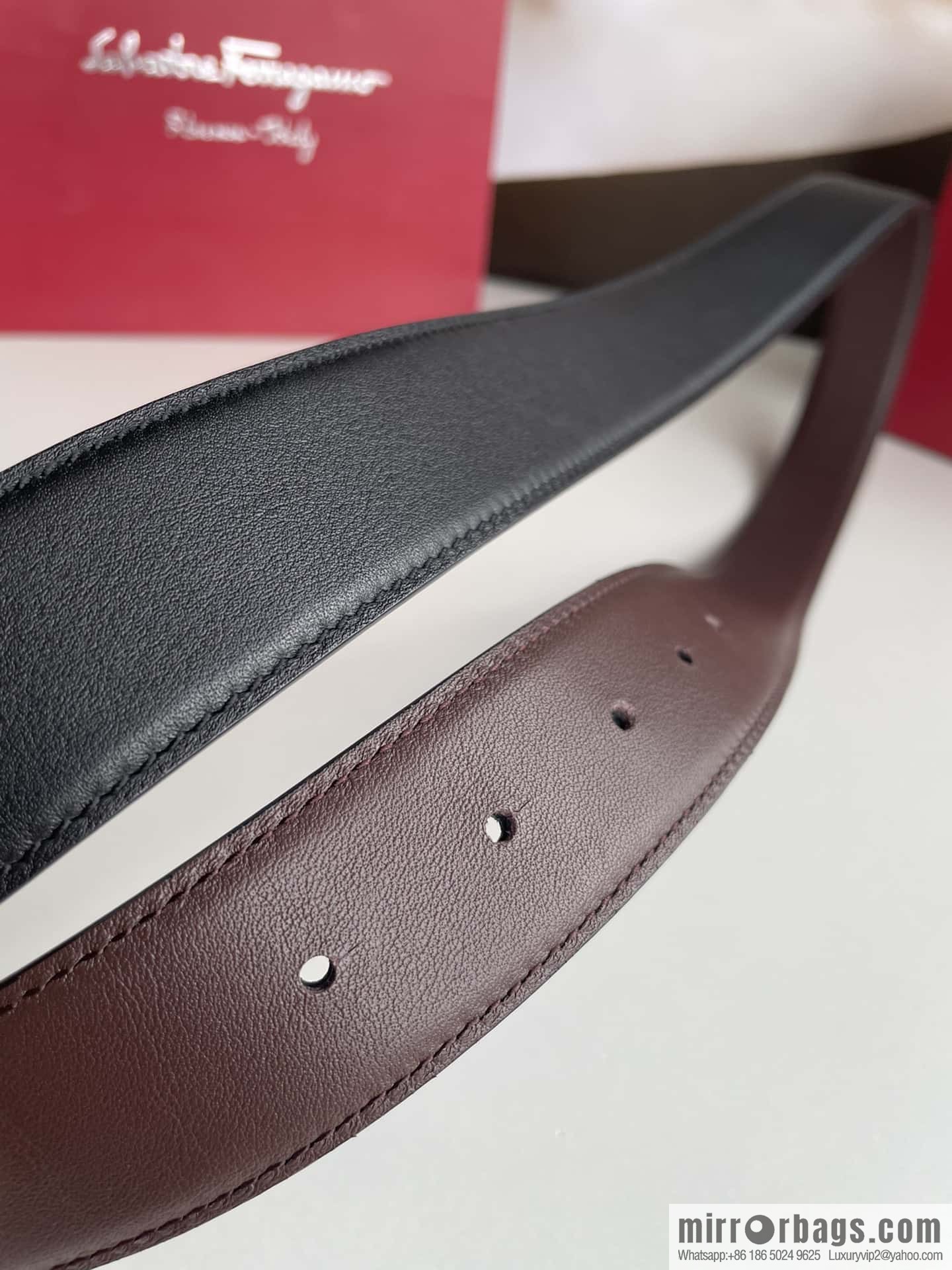 Ferragamo 3.5cm boutique metal buckle, imported double-sided first-layer cowhide belt