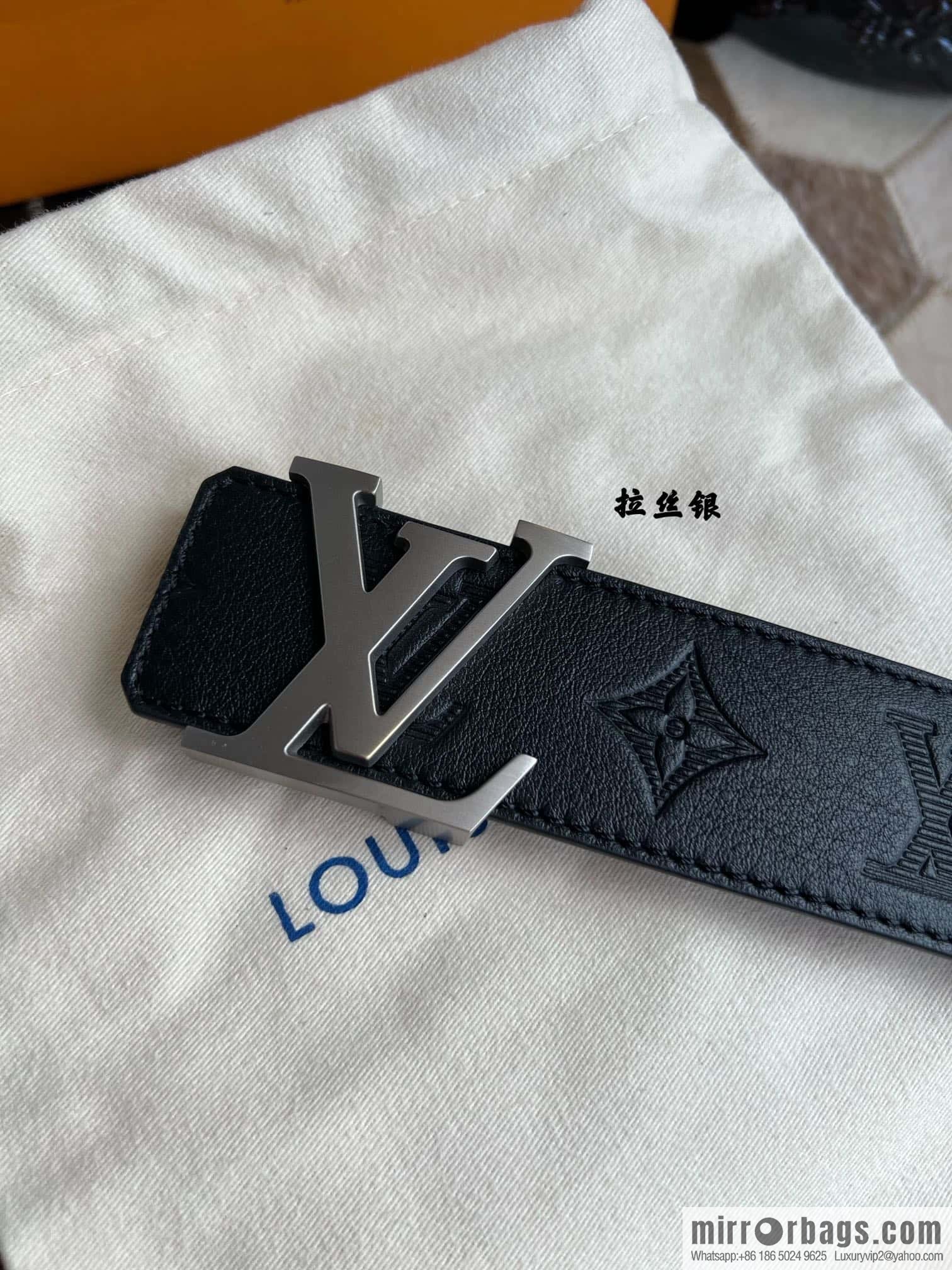 LV/Louis Vuitton, letter metal buckle cowhide embossed belt 40mm.