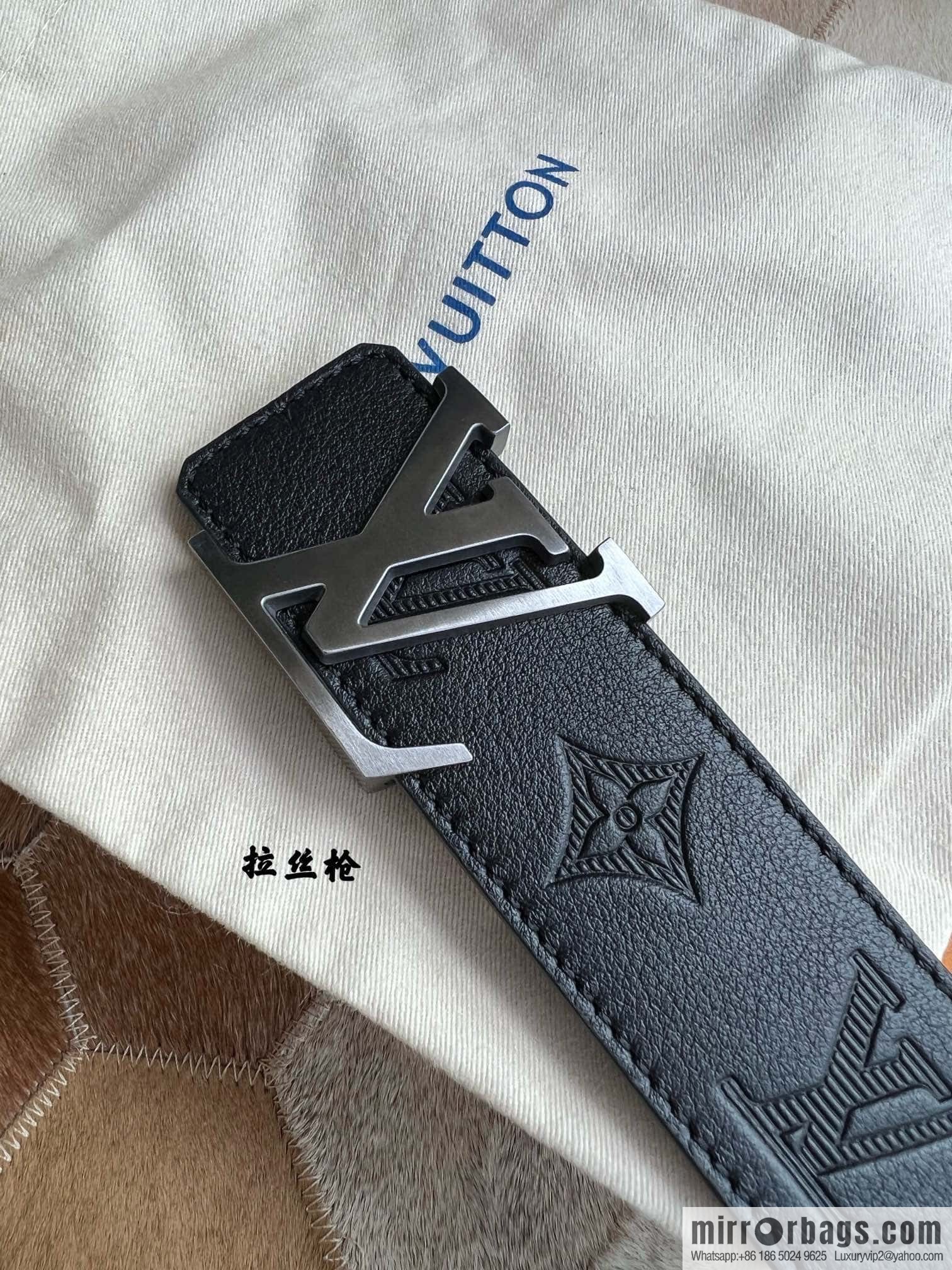 LV/Louis Vuitton, letter metal buckle cowhide embossed belt 40mm.