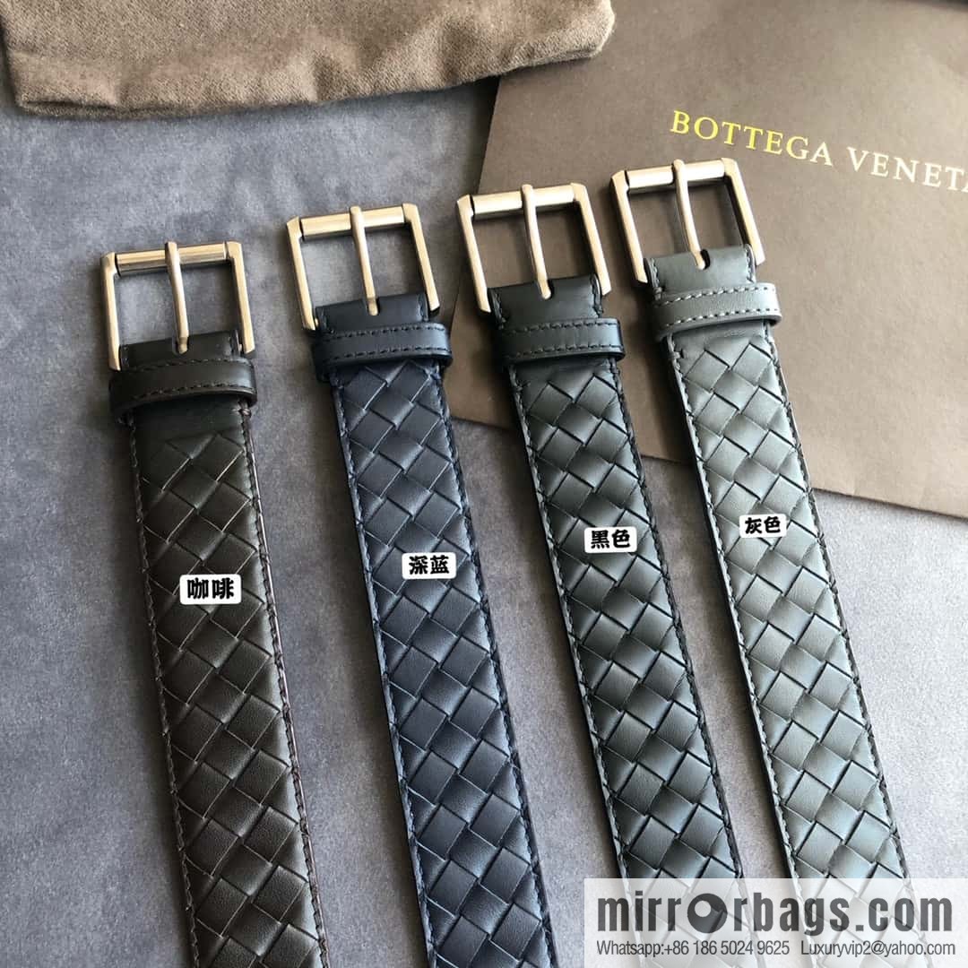 Bottega Veneta Butterfly Home, Men's Handwoven First Layer Cowhide Needle Buckle Belt 3.5cm