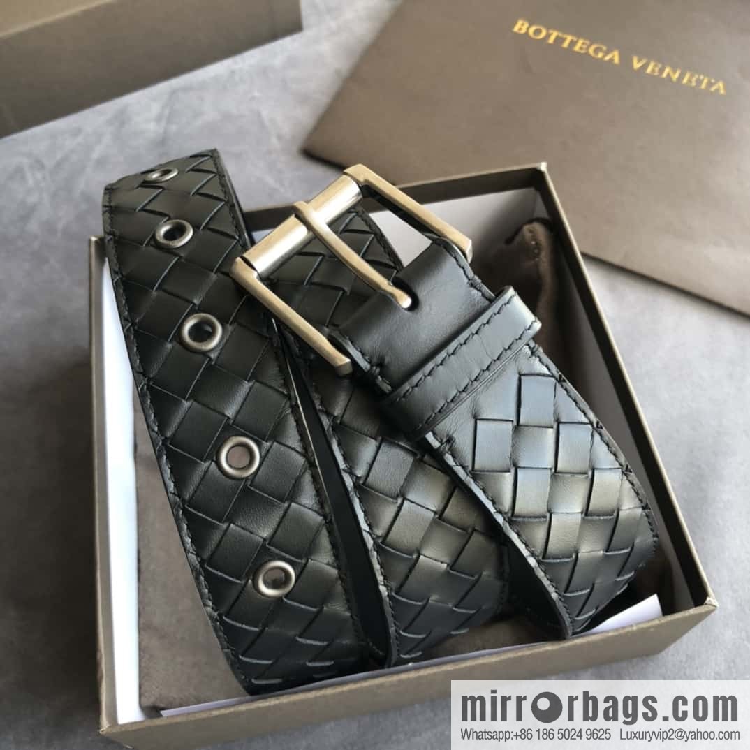 Bottega Veneta Butterfly Home, Men's Handwoven First Layer Cowhide Needle Buckle Belt 3.5cm