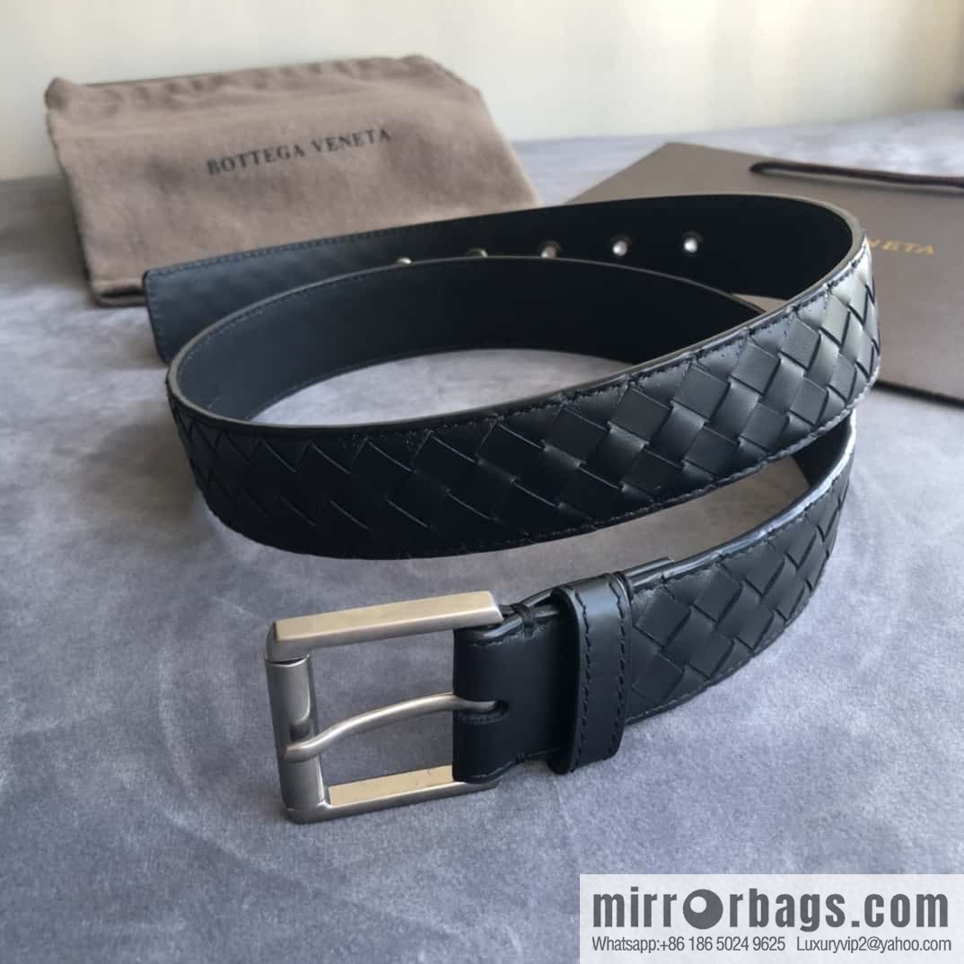 Bottega Veneta Butterfly Home, Men's Handwoven First Layer Cowhide Needle Buckle Belt 3.5cm