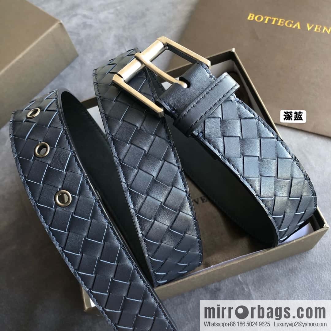 Bottega Veneta Butterfly Home, Men's Handwoven First Layer Cowhide Needle Buckle Belt 3.5cm
