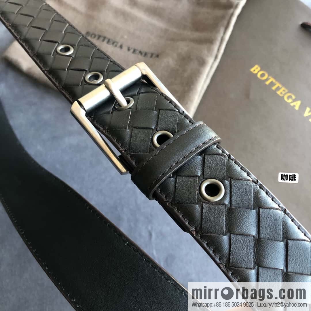 Bottega Veneta Butterfly Home, Men's Handwoven First Layer Cowhide Needle Buckle Belt 3.5cm