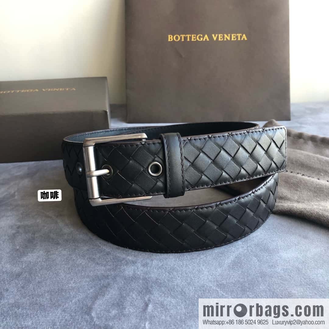 Bottega Veneta Butterfly Home, Men's Handwoven First Layer Cowhide Needle Buckle Belt 3.5cm