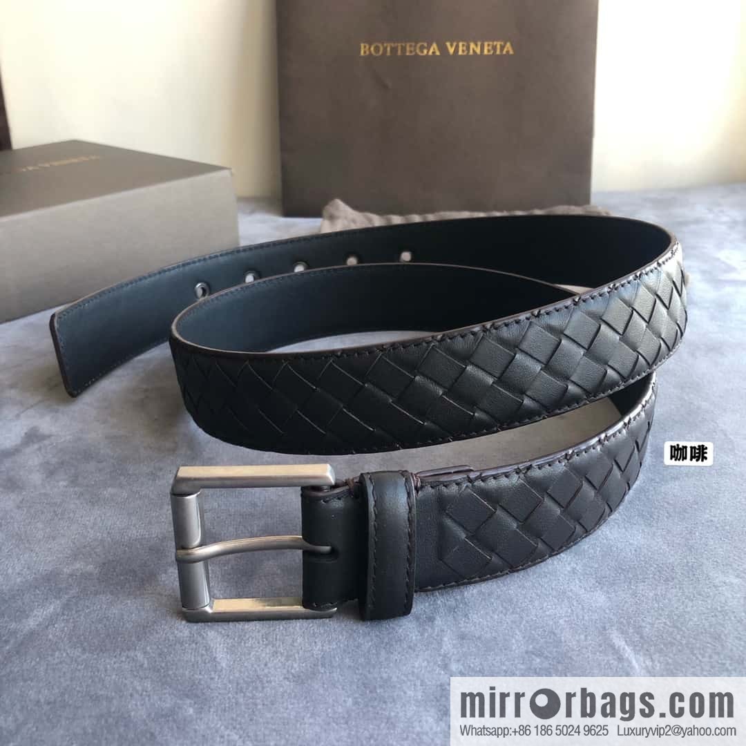 Bottega Veneta Butterfly Home, Men's Handwoven First Layer Cowhide Needle Buckle Belt 3.5cm