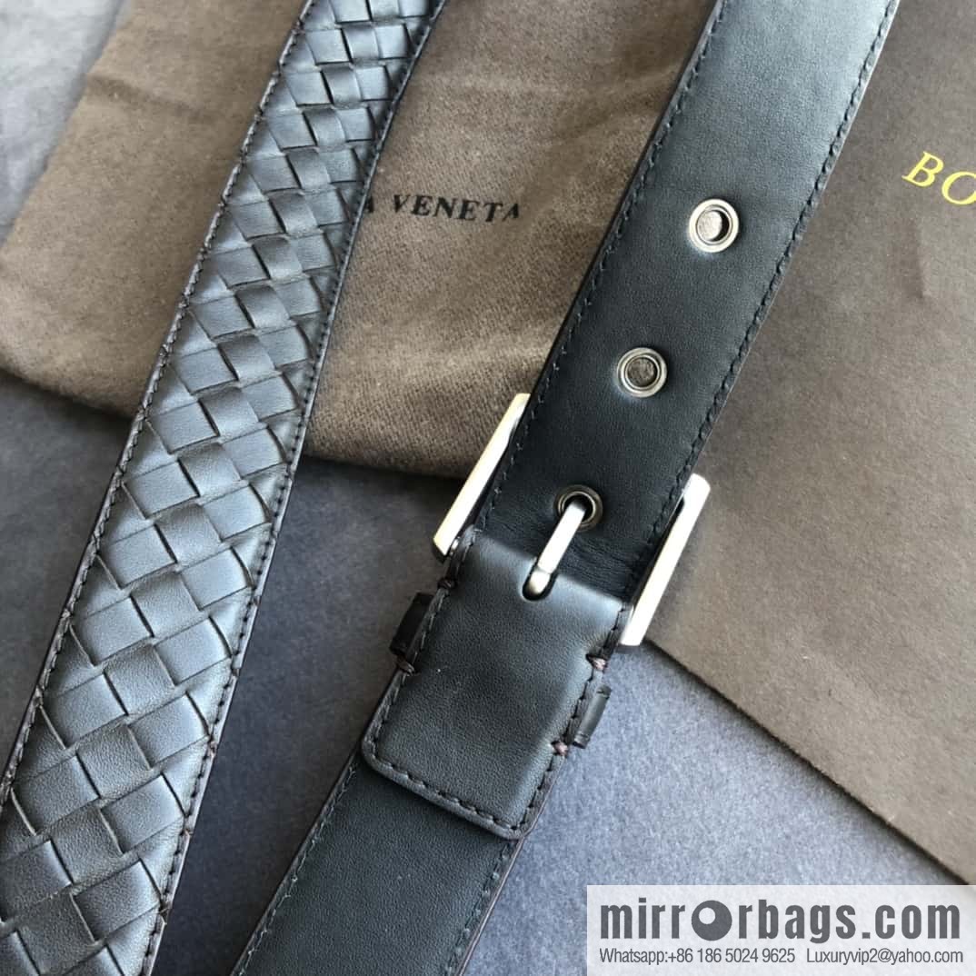 Bottega Veneta Butterfly Home, Men's Handwoven First Layer Cowhide Needle Buckle Belt 3.5cm