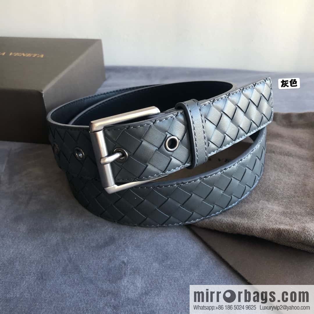 Bottega Veneta Butterfly Home, Men's Handwoven First Layer Cowhide Needle Buckle Belt 3.5cm