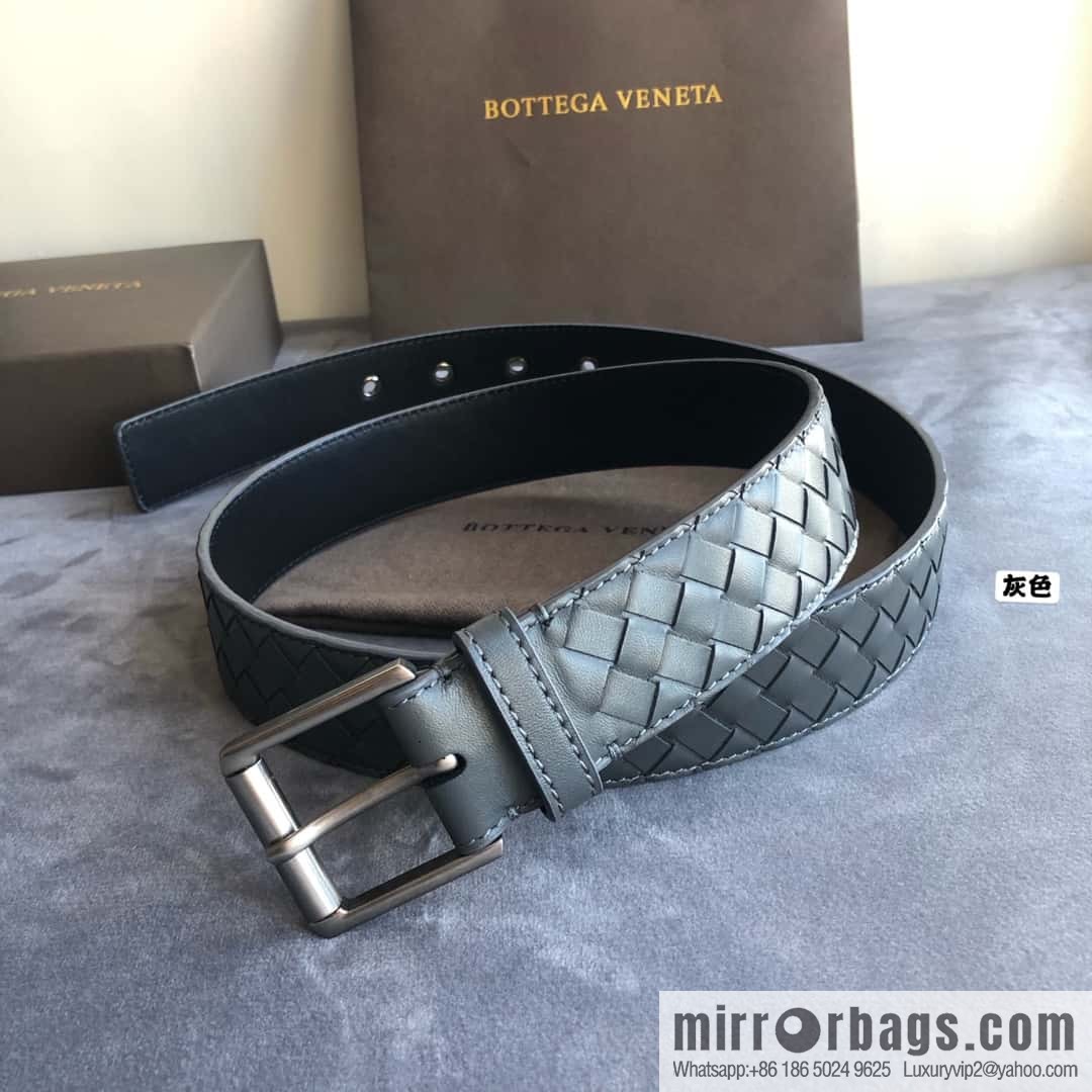 Bottega Veneta Butterfly Home, Men's Handwoven First Layer Cowhide Needle Buckle Belt 3.5cm