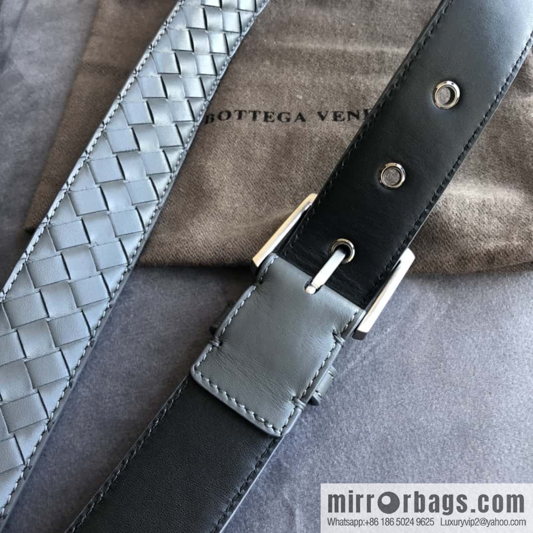 Bottega Veneta Butterfly Home, Men's Handwoven First Layer Cowhide Needle Buckle Belt 3.5cm