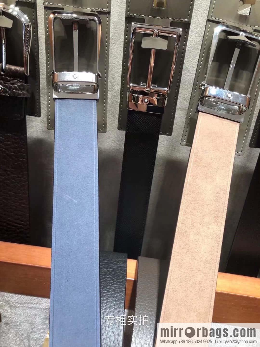 MONTBLANC Montblanc 3.5cm suede color-changing leather with the first layer of swinging cowhide pin buckle belt