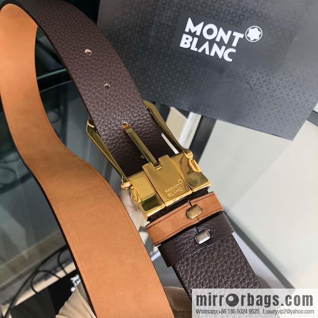 MONTBLANC Montblanc 3.5cm suede color-changing leather with the first layer of swinging cowhide pin buckle belt
