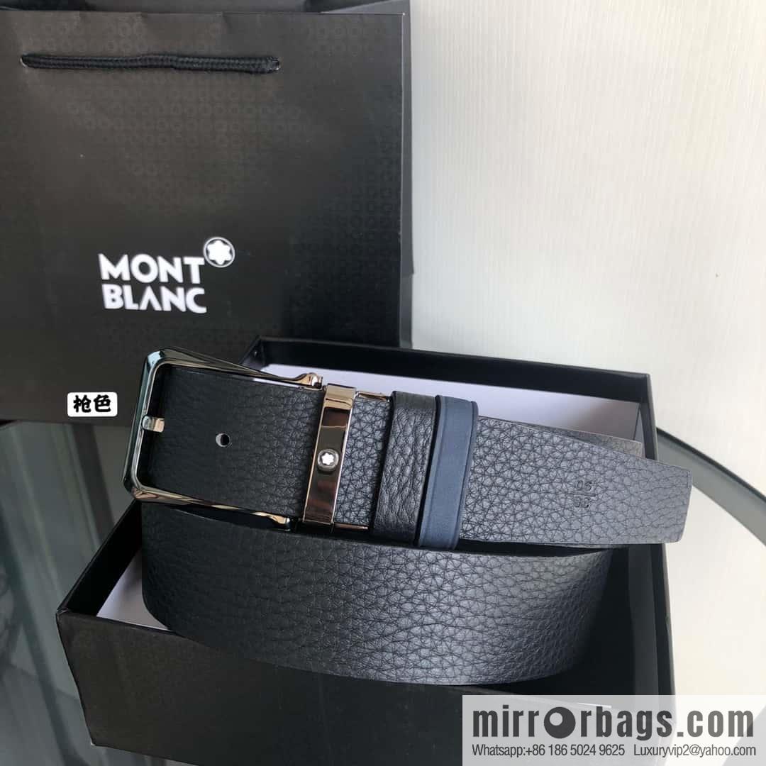 MONTBLANC Montblanc 3.5cm suede color-changing leather with the first layer of swinging cowhide pin buckle belt