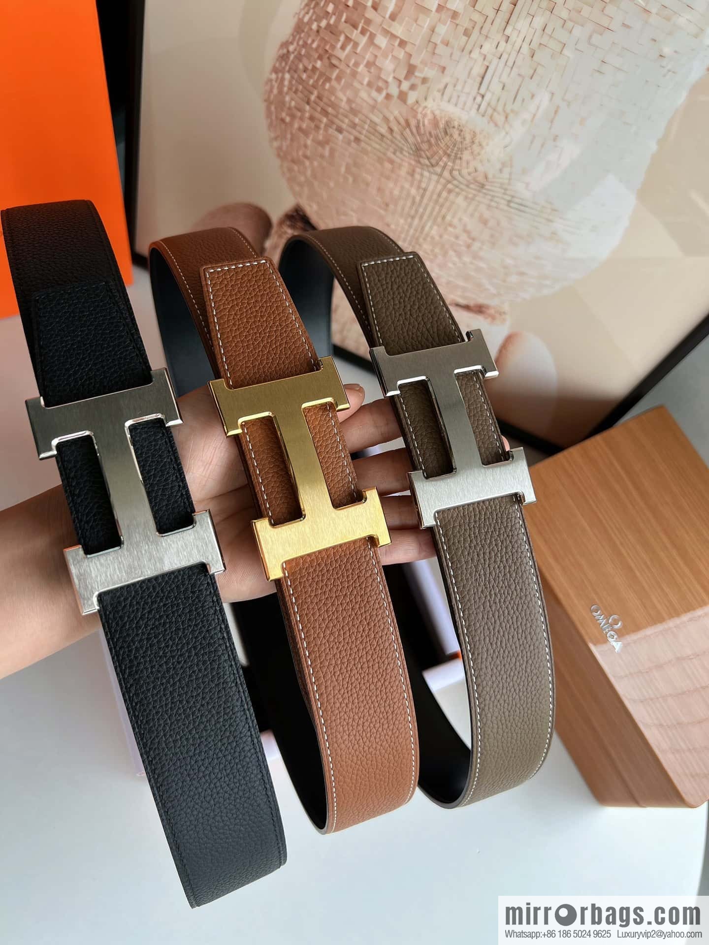 Hermes Togo Leather Double Sided Leather 38mm Belt