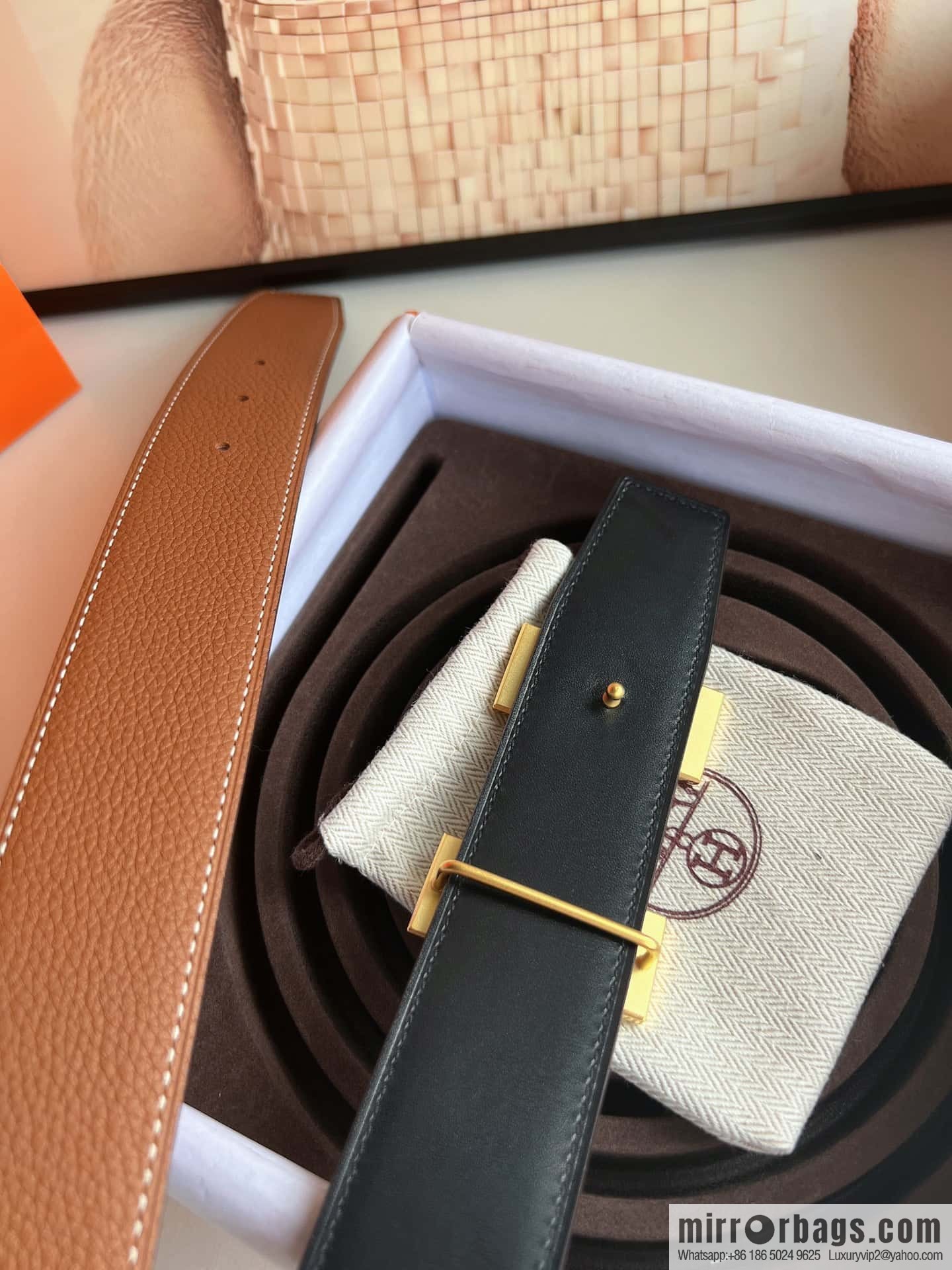 Hermes Togo Leather Double Sided Leather 38mm Belt