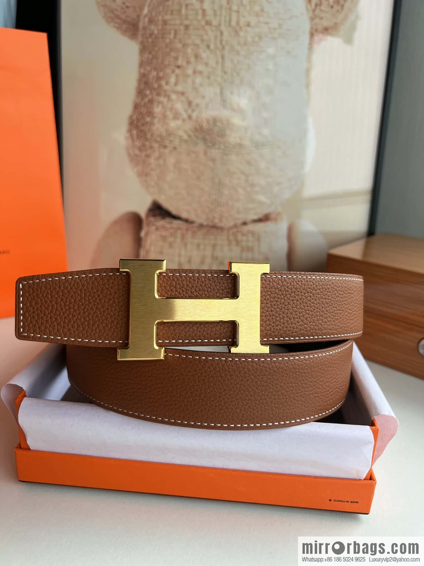 Hermes Togo Leather Double Sided Leather 38mm Belt