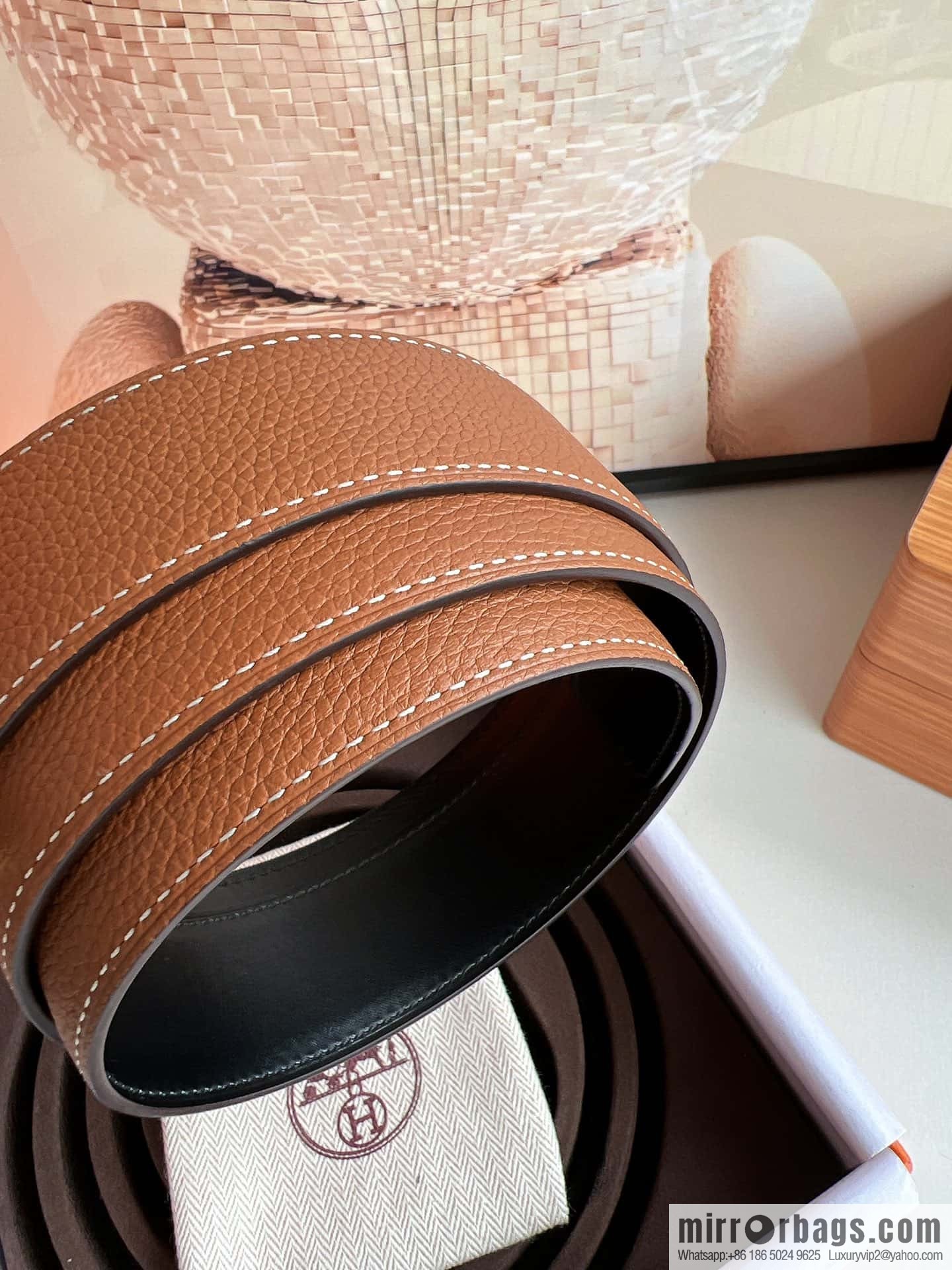 Hermes Togo Leather Double Sided Leather 38mm Belt