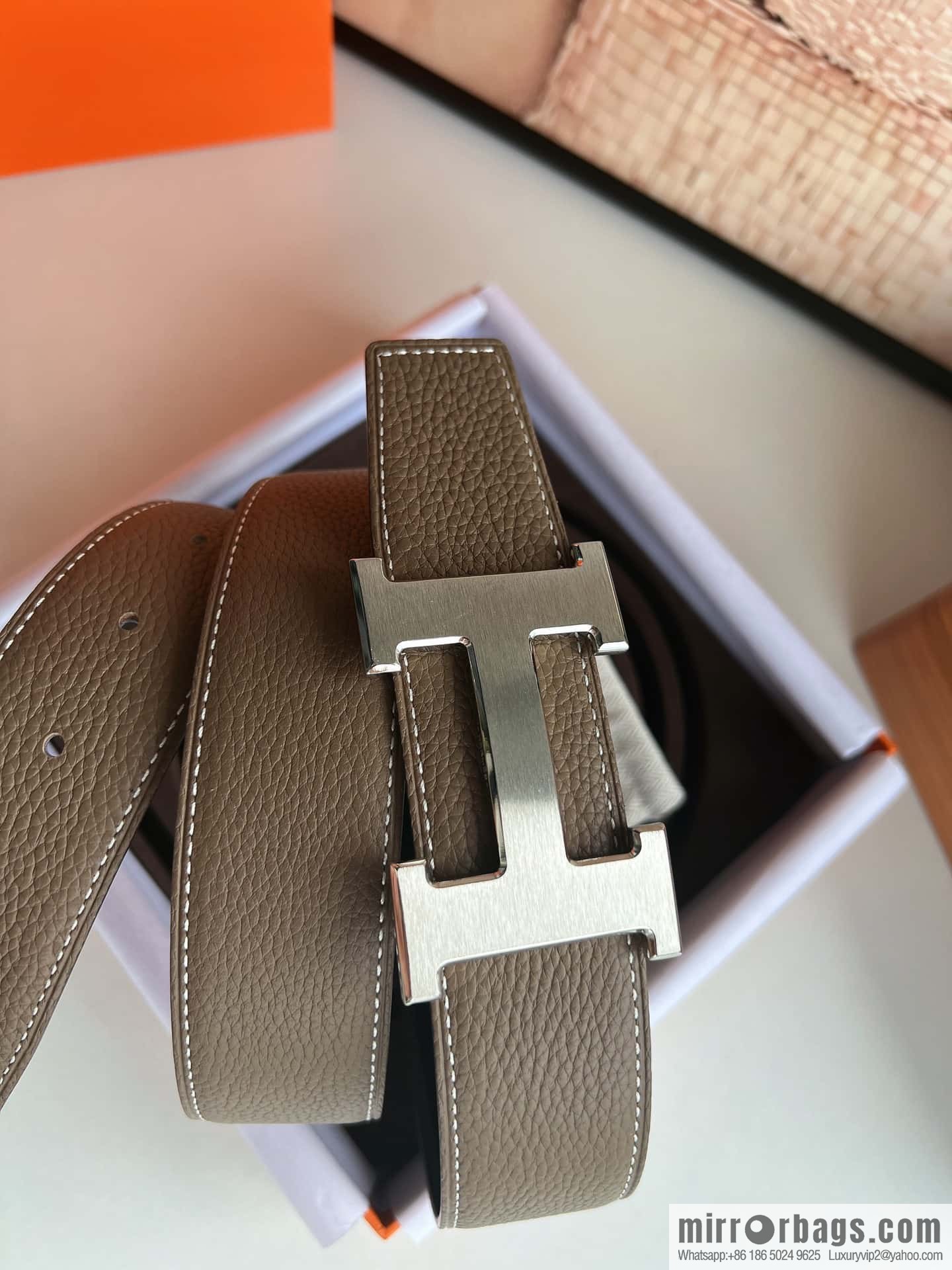 Hermes Togo Leather Double Sided Leather 38mm Belt