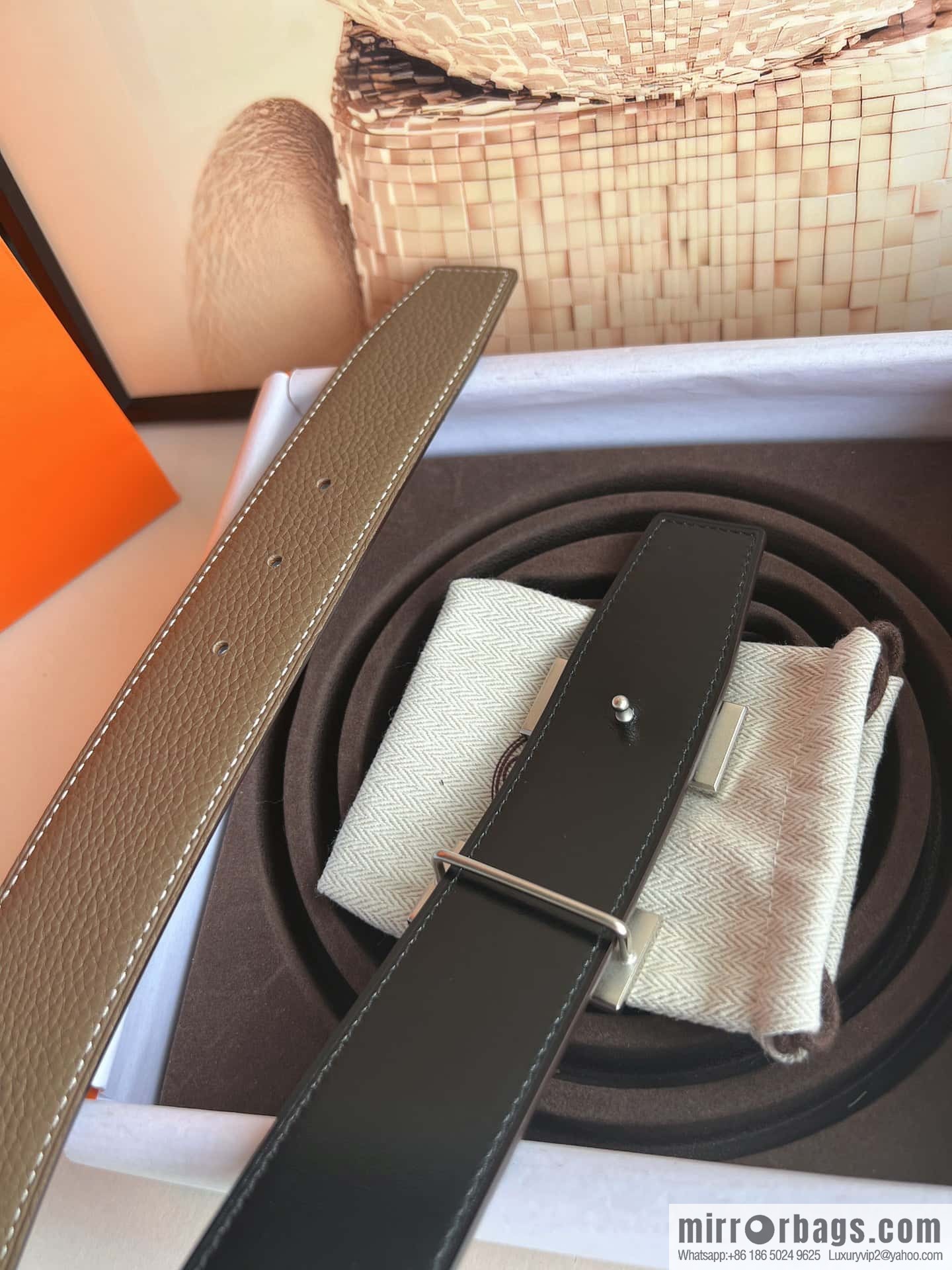 Hermes Togo Leather Double Sided Leather 38mm Belt