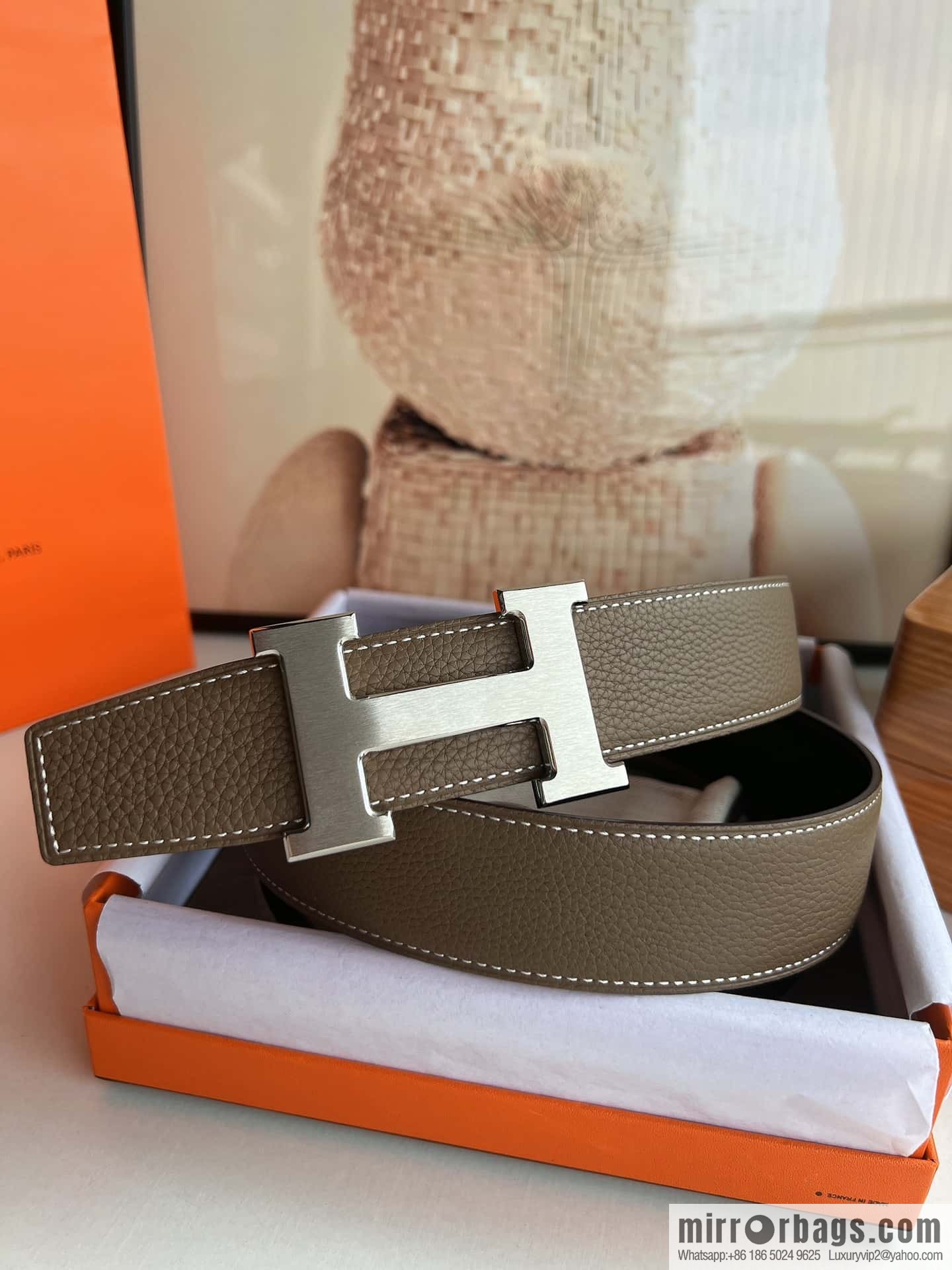 Hermes Togo Leather Double Sided Leather 38mm Belt