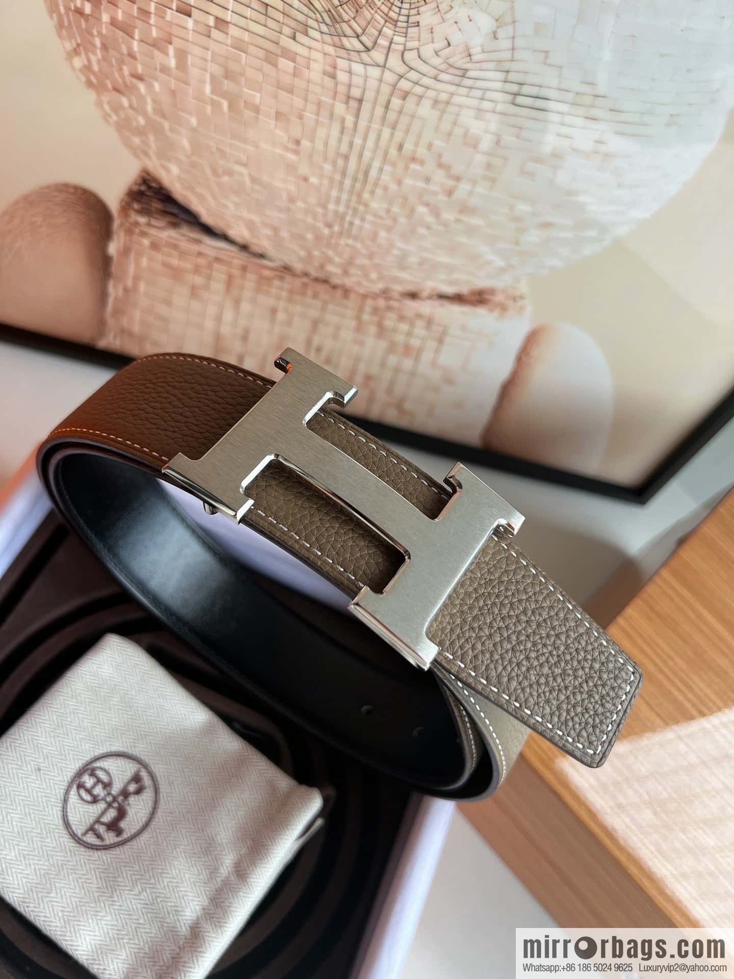 Hermes Togo Leather Double Sided Leather 38mm Belt