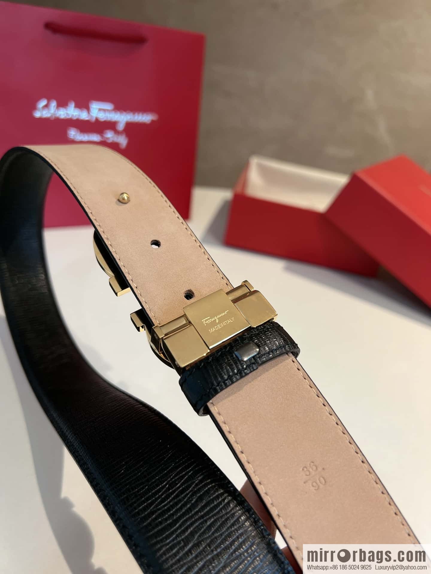 Ferragamo Ferragamo, Stainless Steel Figure 8 Metal Buckle, Metal Buckle Men's 3.5cm Belt