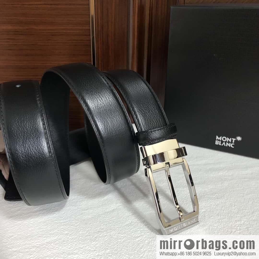 MONTBLANC Montblanc, top layer cowhide sheep texture 3.5cm needle metal buckle men's belt