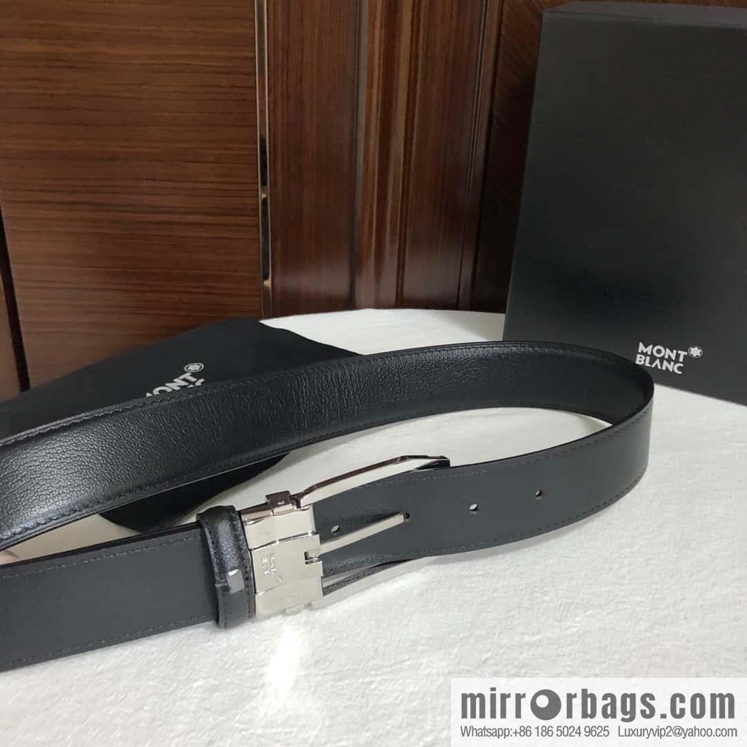 MONTBLANC Montblanc, top layer cowhide sheep texture 3.5cm needle metal buckle men's belt