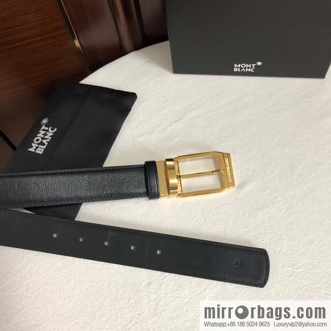 MONTBLANC Montblanc, top layer cowhide sheep texture 3.5cm needle metal buckle men's belt