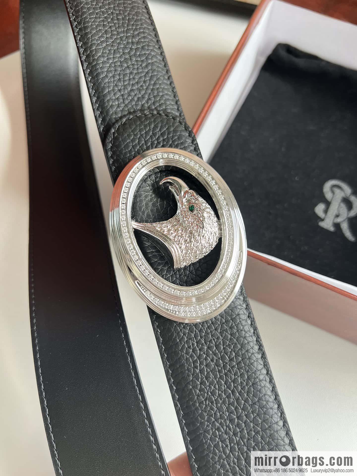 Stefano Ricci Stephen, Stainless Steel Eagle Metal Buckle 3.8cm Cowhide Litchi Belt