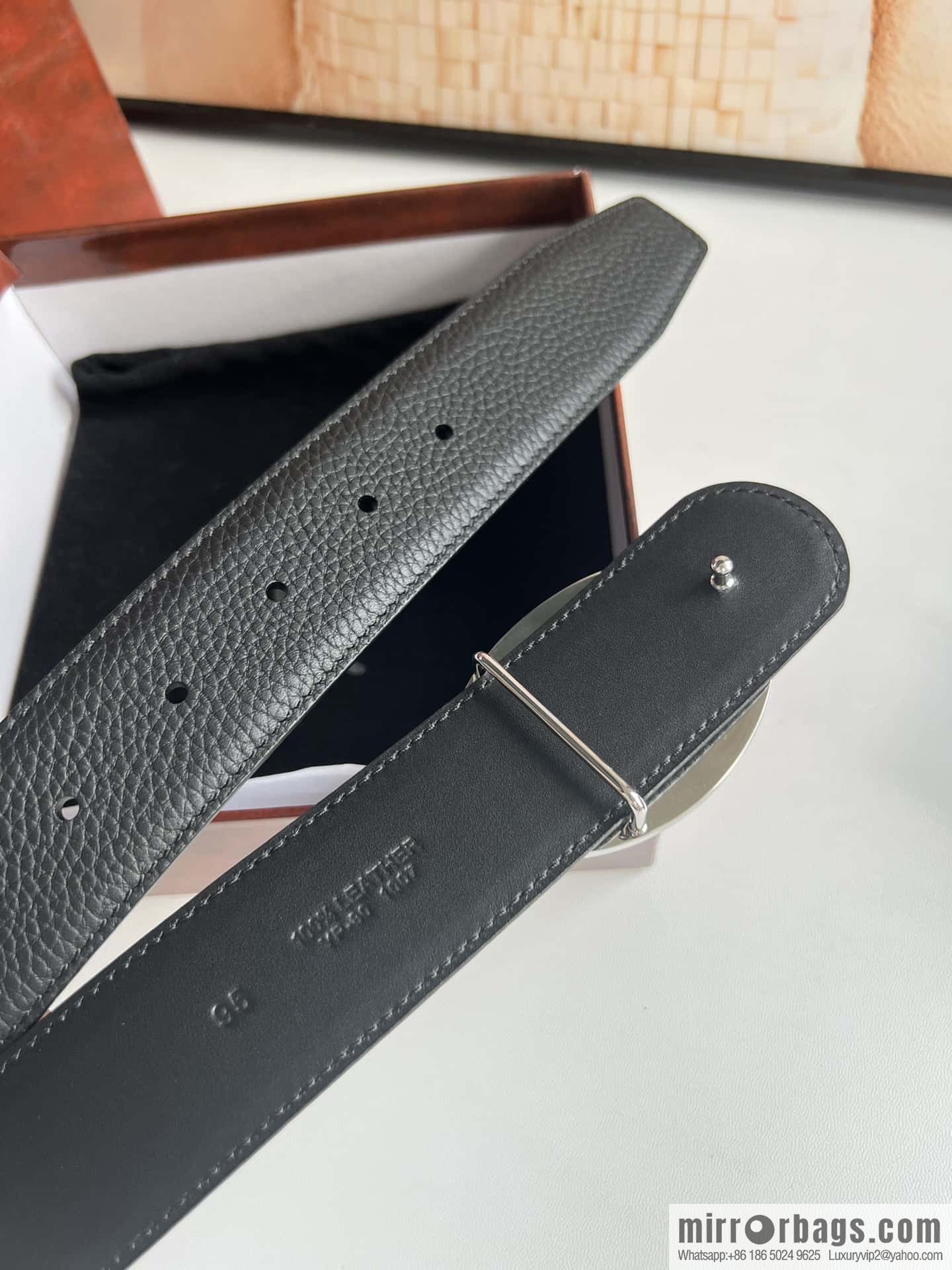 Stefano Ricci Stephen, Stainless Steel Eagle Metal Buckle 3.8cm Cowhide Litchi Belt