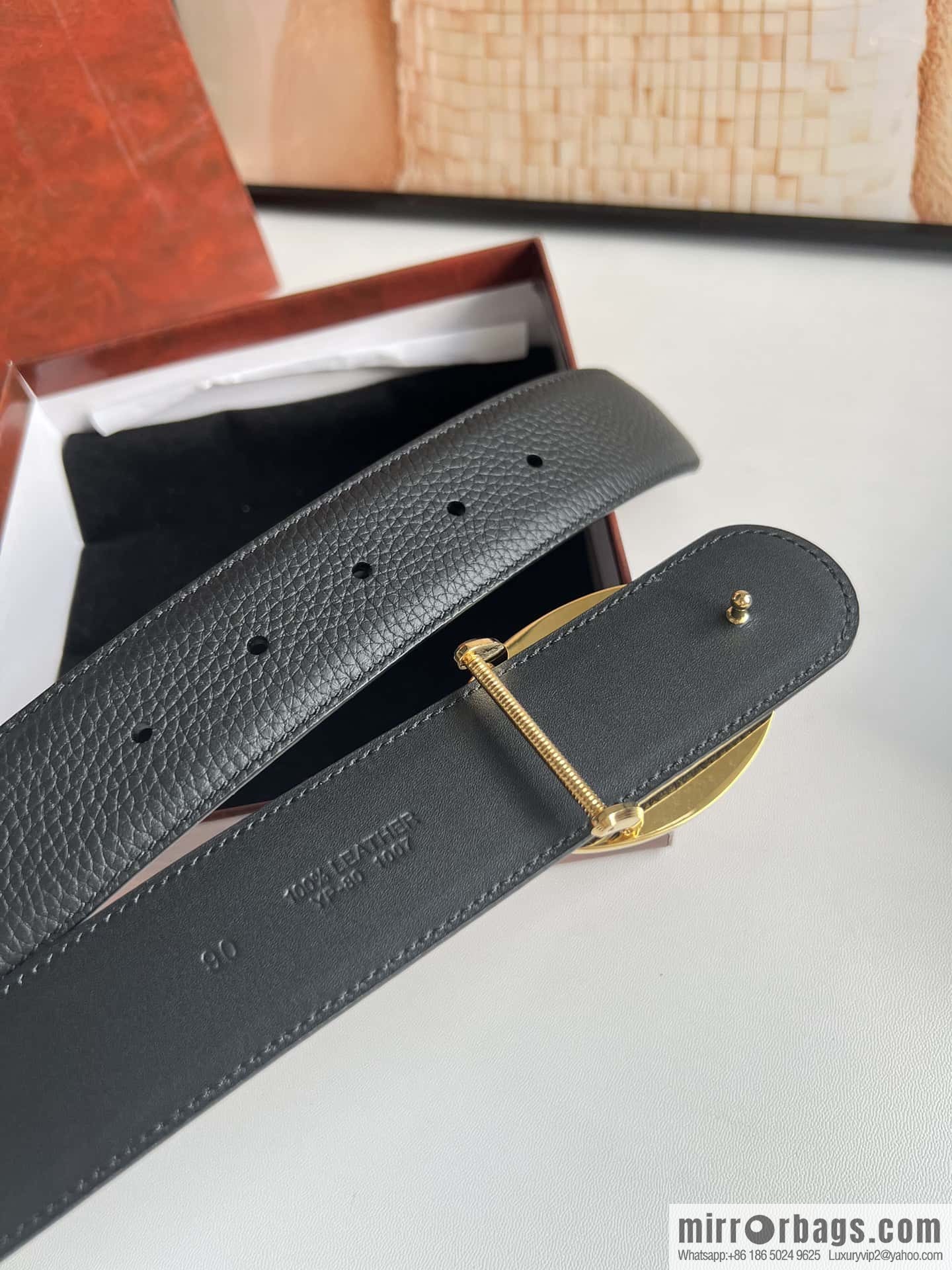 Stefano Ricci Stephen, Stainless Steel Eagle Metal Buckle 3.8cm Cowhide Litchi Belt