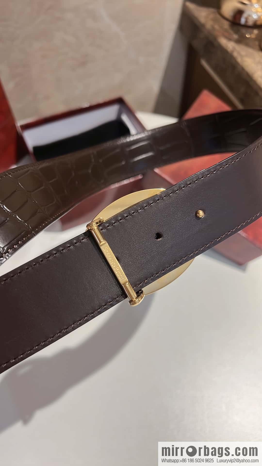 Stefano Ricci, stainless steel leopard buckle, crocodile belt 3.8cm