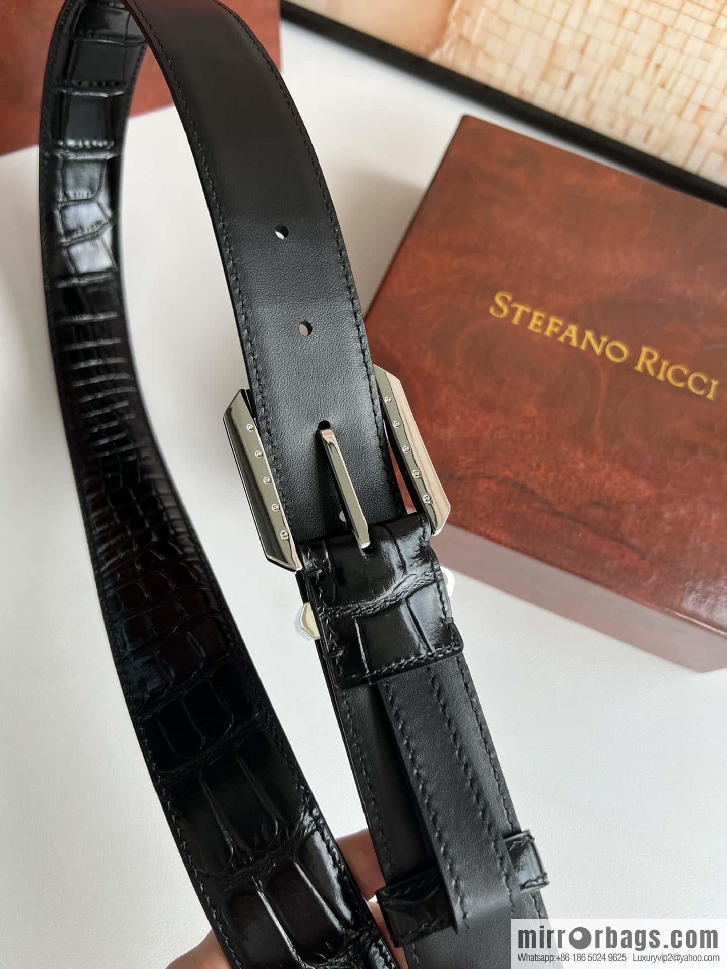 Stefano Ricci, original pin buckle in stainless steel, crocodile belt 3.6cm