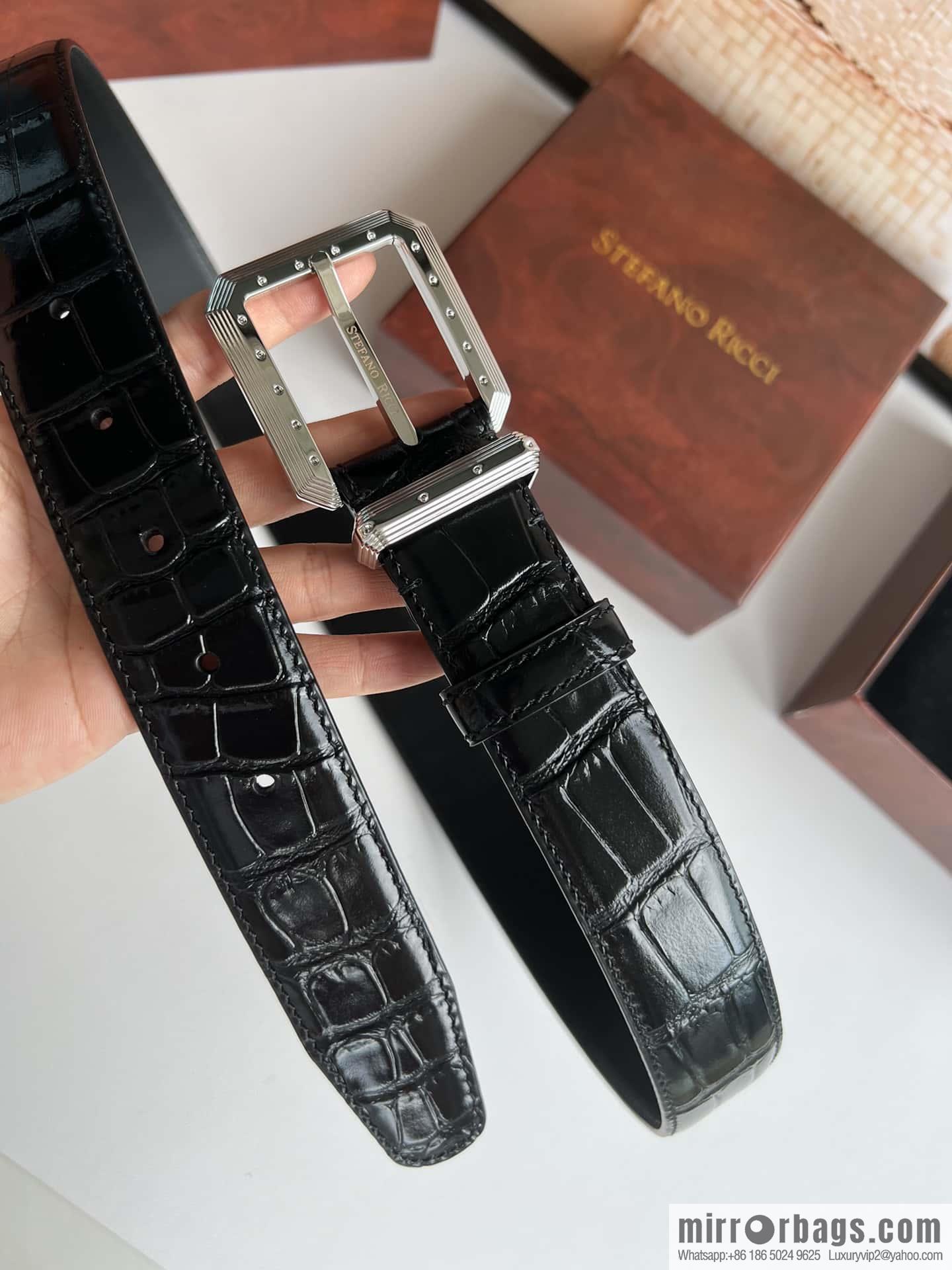 Stefano Ricci, original pin buckle in stainless steel, crocodile belt 3.6cm