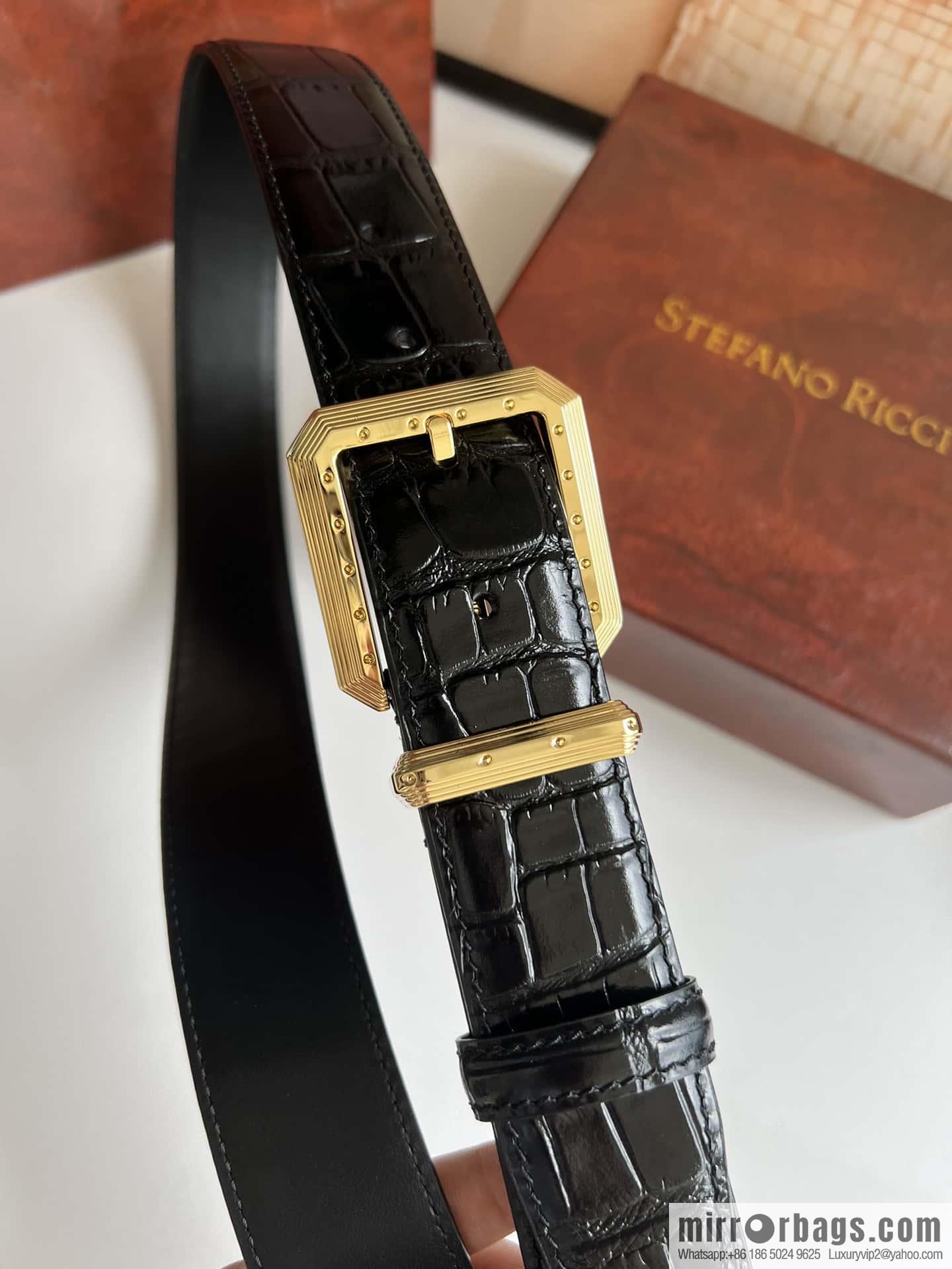 Stefano Ricci, original pin buckle in stainless steel, crocodile belt 3.6cm