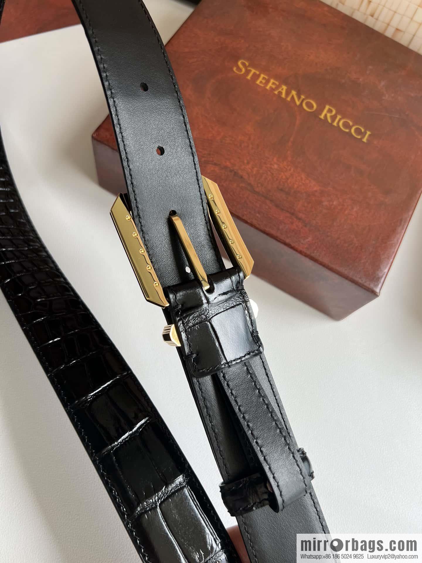 Stefano Ricci, original pin buckle in stainless steel, crocodile belt 3.6cm