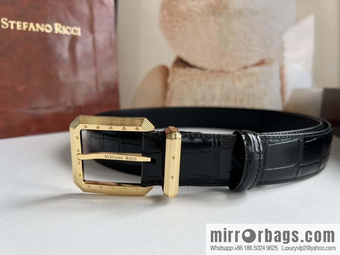 Stefano Ricci, original pin buckle in stainless steel, crocodile belt 3.6cm