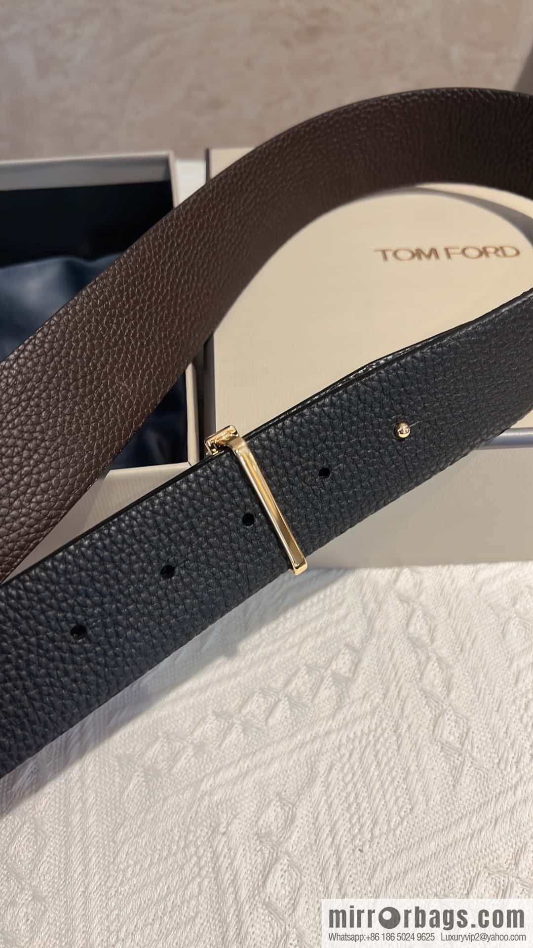 TOMFORD Tom Ford, Men's T-Buckle Double-Sided Belt 4.0cm