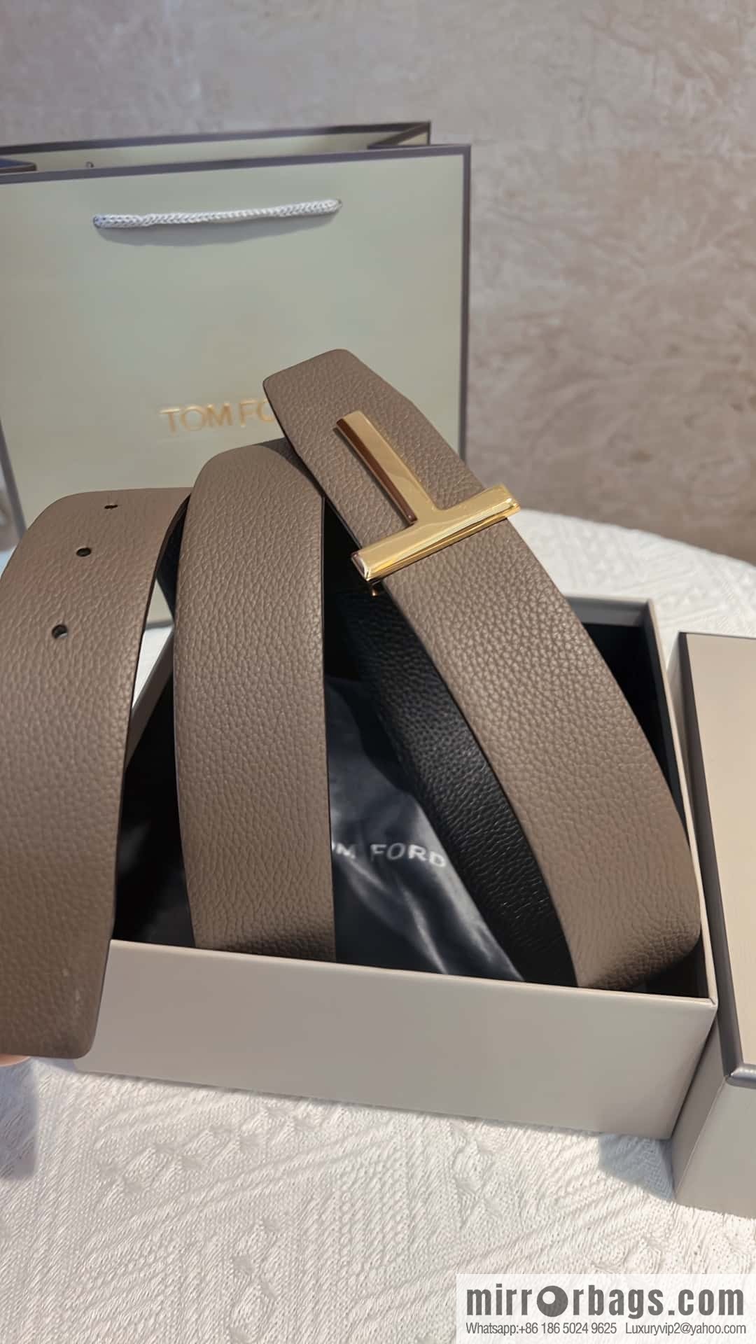 TOMFORD Tom Ford, Men's T-Buckle Double-Sided Belt 4.0cm