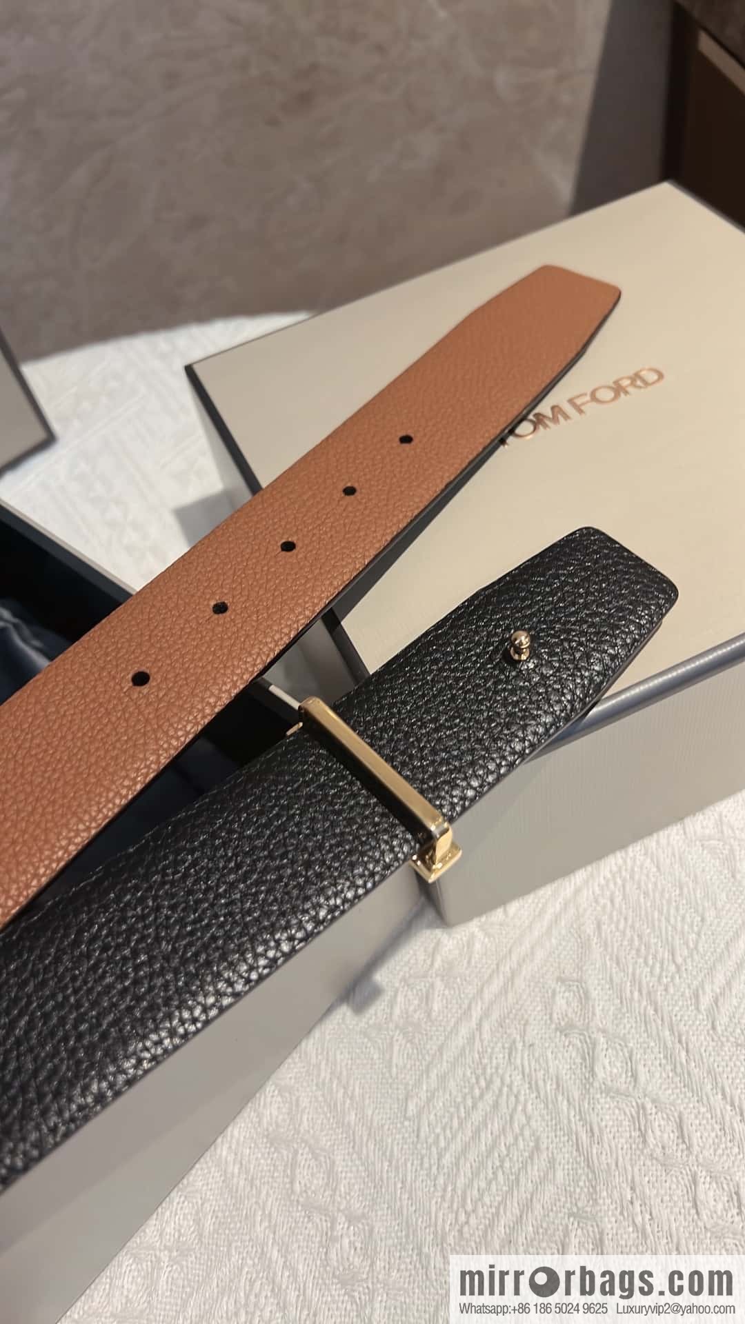 TOMFORD Tom Ford, Men's T-Buckle Double-Sided Belt 4.0cm