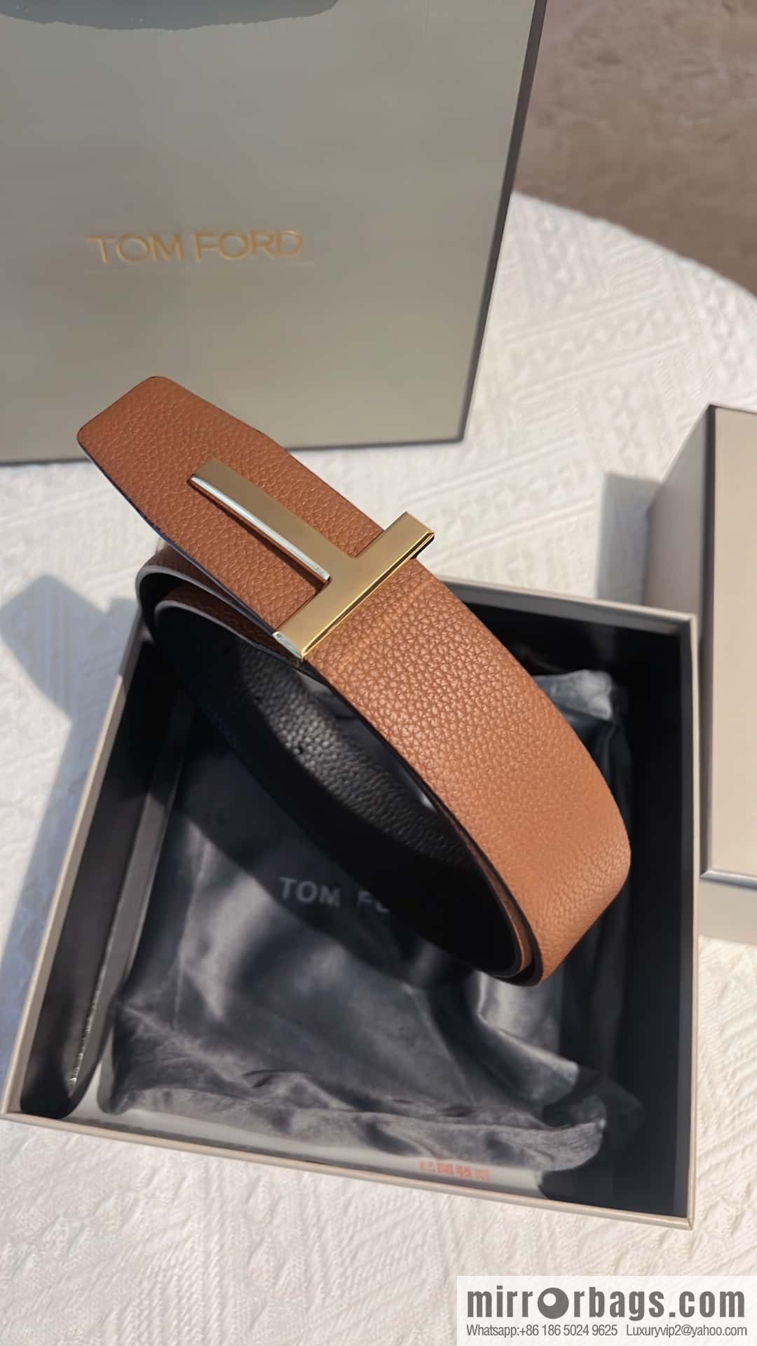 TOMFORD Tom Ford, Men's T-Buckle Double-Sided Belt 4.0cm