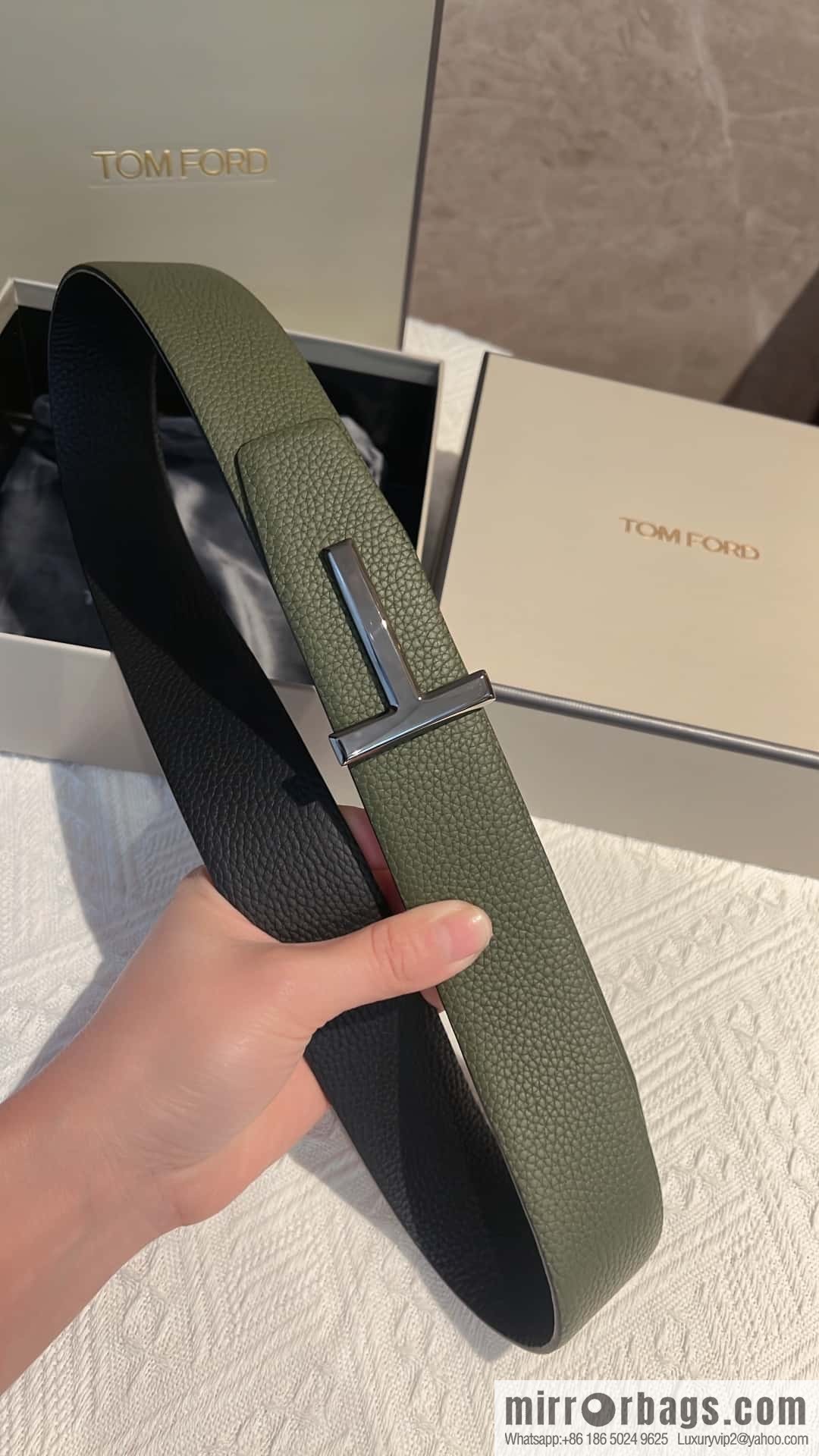 TOMFORD Tom Ford, Men's T-Buckle Double-Sided Belt 4.0cm