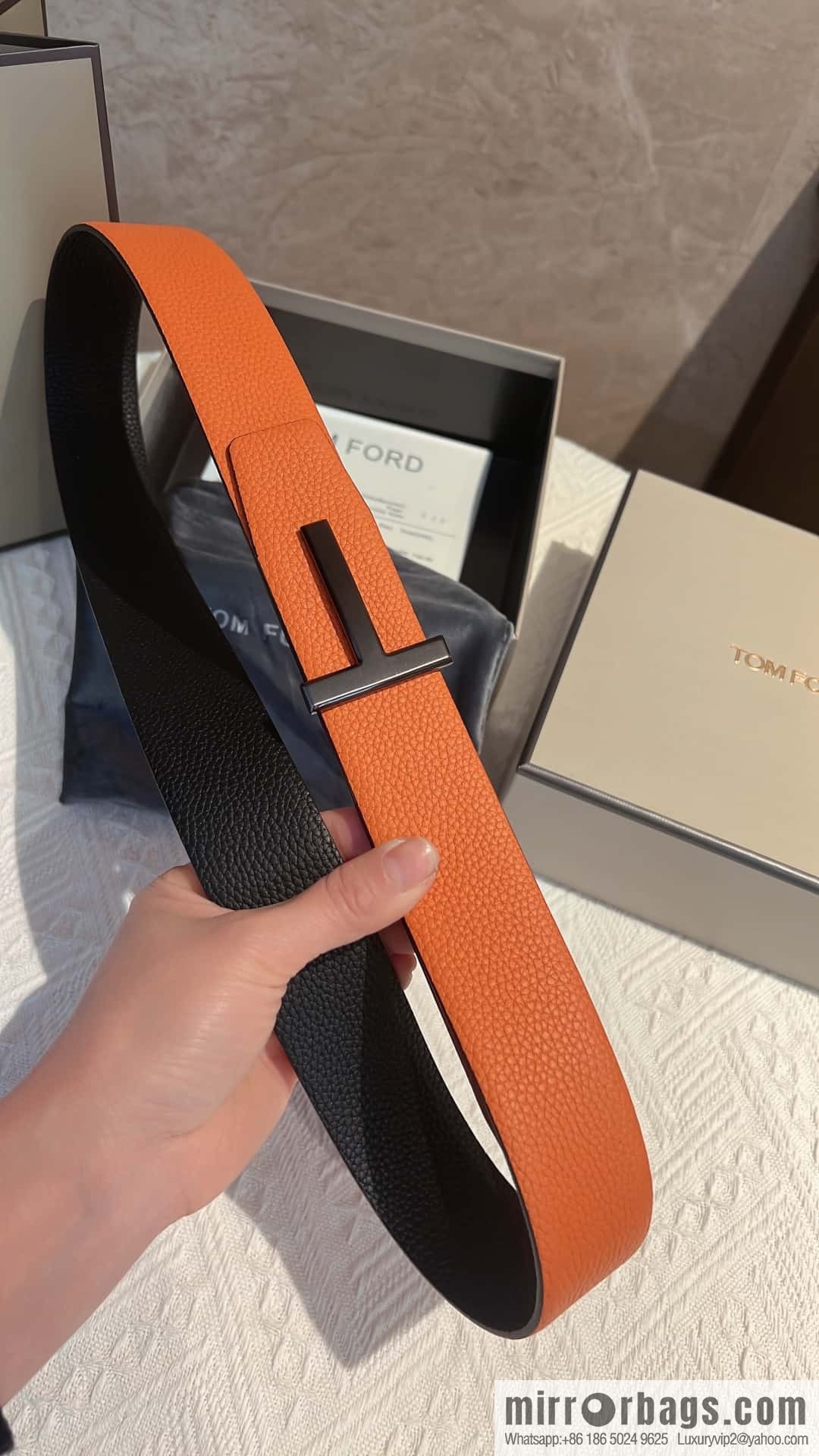 TOMFORD Tom Ford, Men's T-Buckle Double-Sided Belt 4.0cm