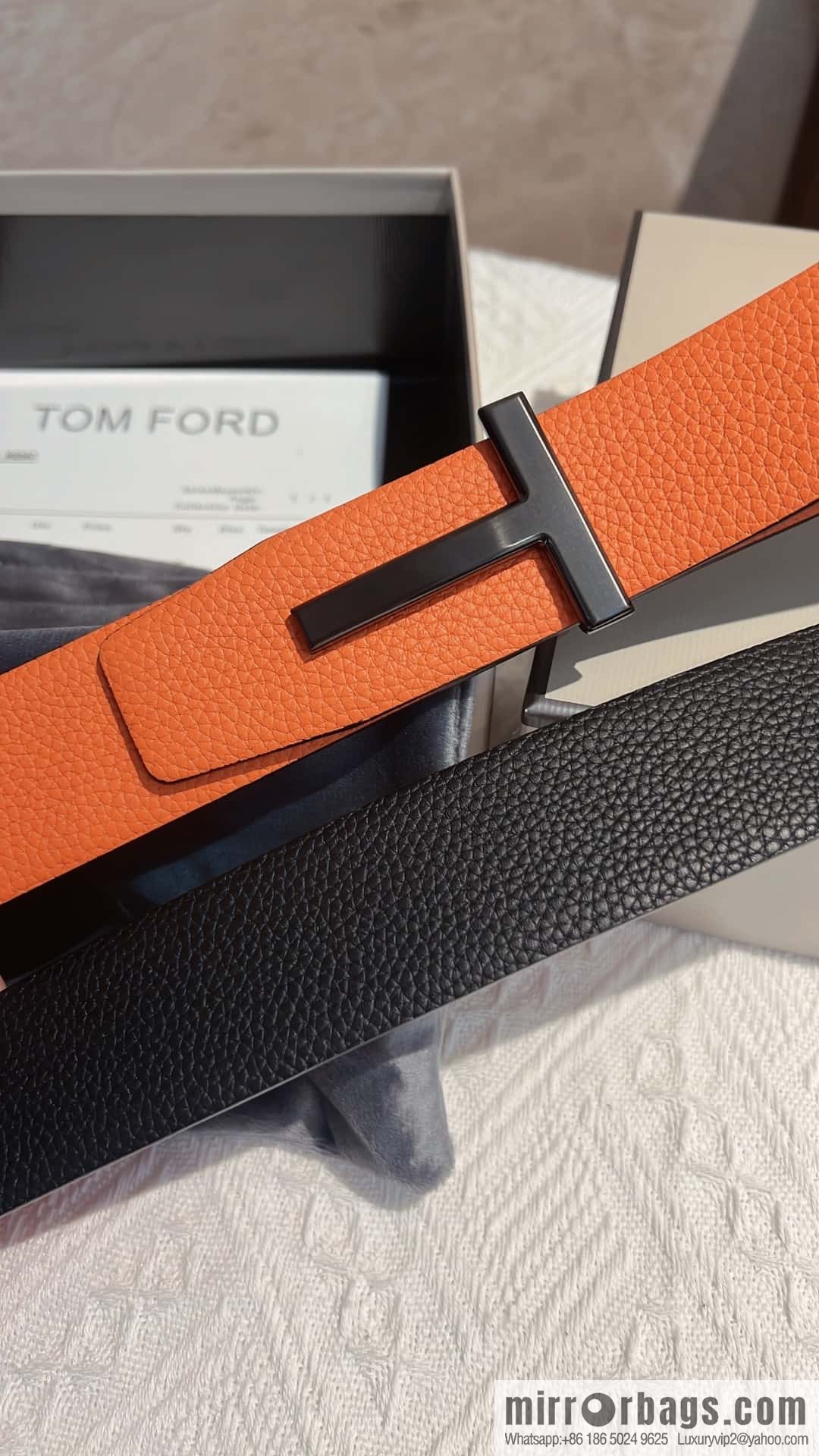 TOMFORD Tom Ford, Men's T-Buckle Double-Sided Belt 4.0cm
