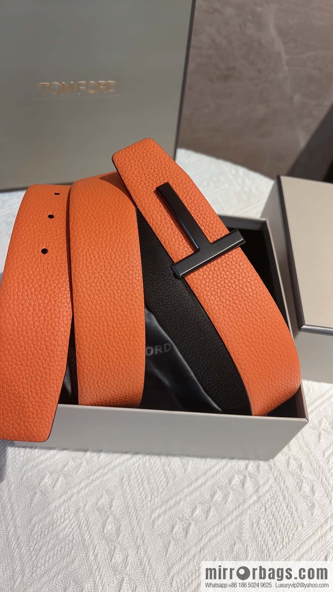 TOMFORD Tom Ford, Men's T-Buckle Double-Sided Belt 4.0cm