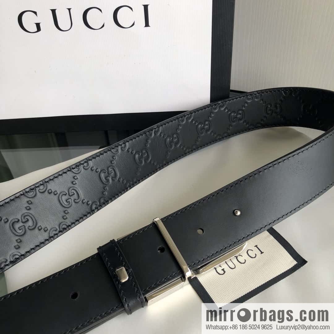 Gucci Gucci interlocking G-buckle first layer cowhide embossed belt 3.5cm