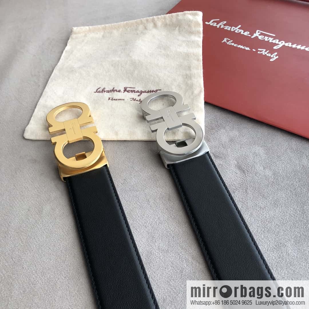 Ferragamo Ferragamo, double-circle automatic buckle, imported double-sided first-layer cowhide belt 3.5cm
